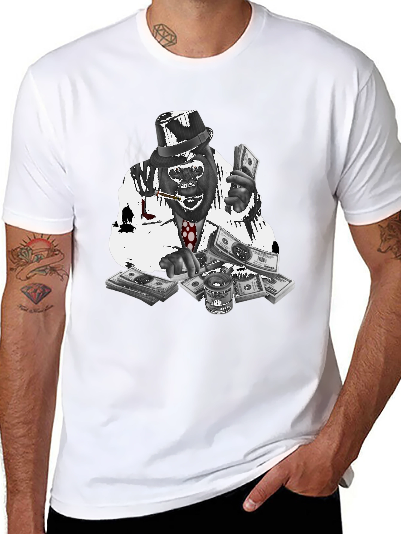 Gangster Gorilla Graphic Tee - Black