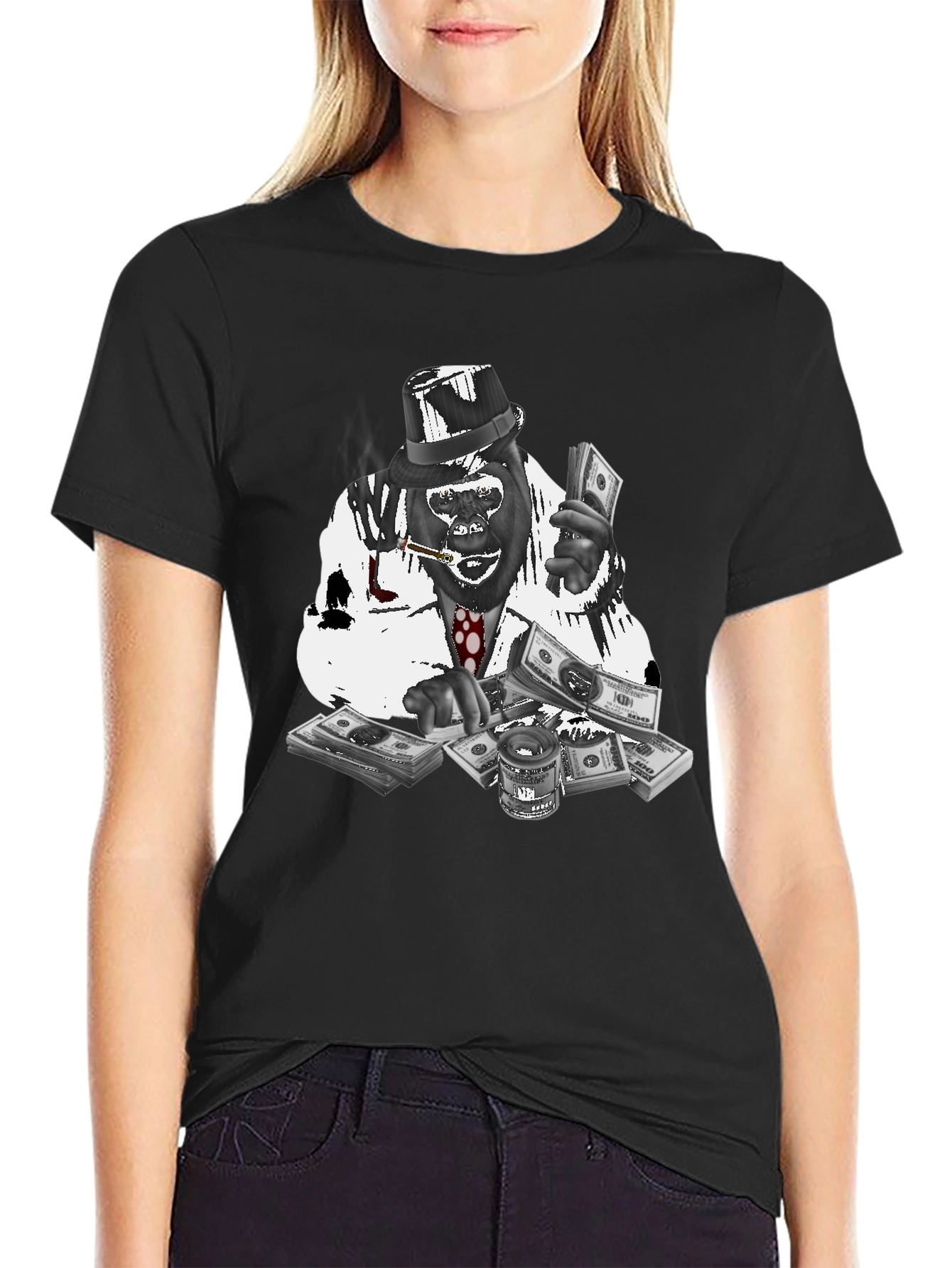 Gangster Gorilla Graphic Tee - Black