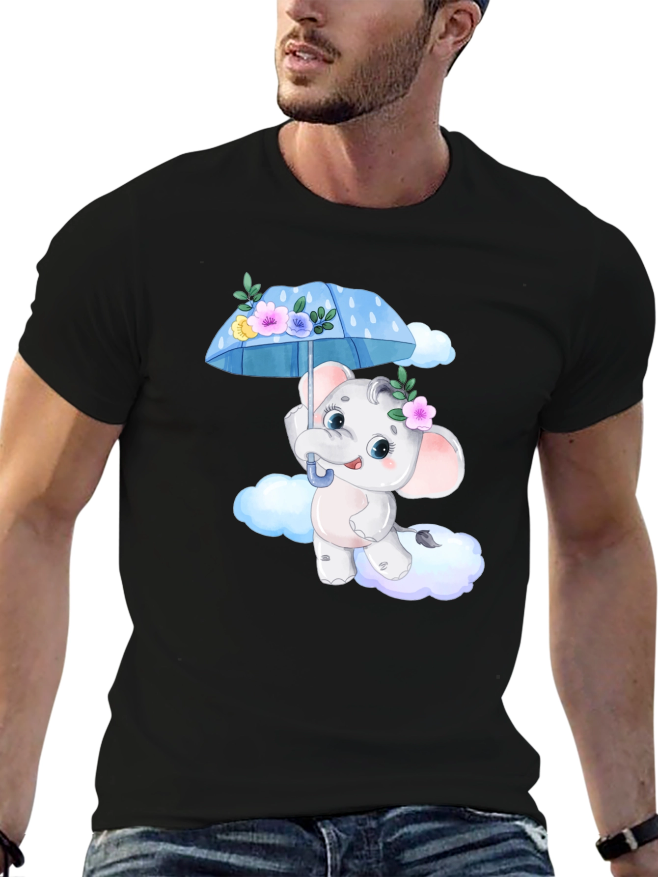 Cute Elephant T-Shirt - Black