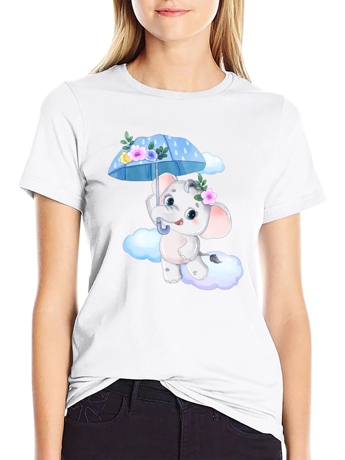 Cute Elephant T-Shirt - Black