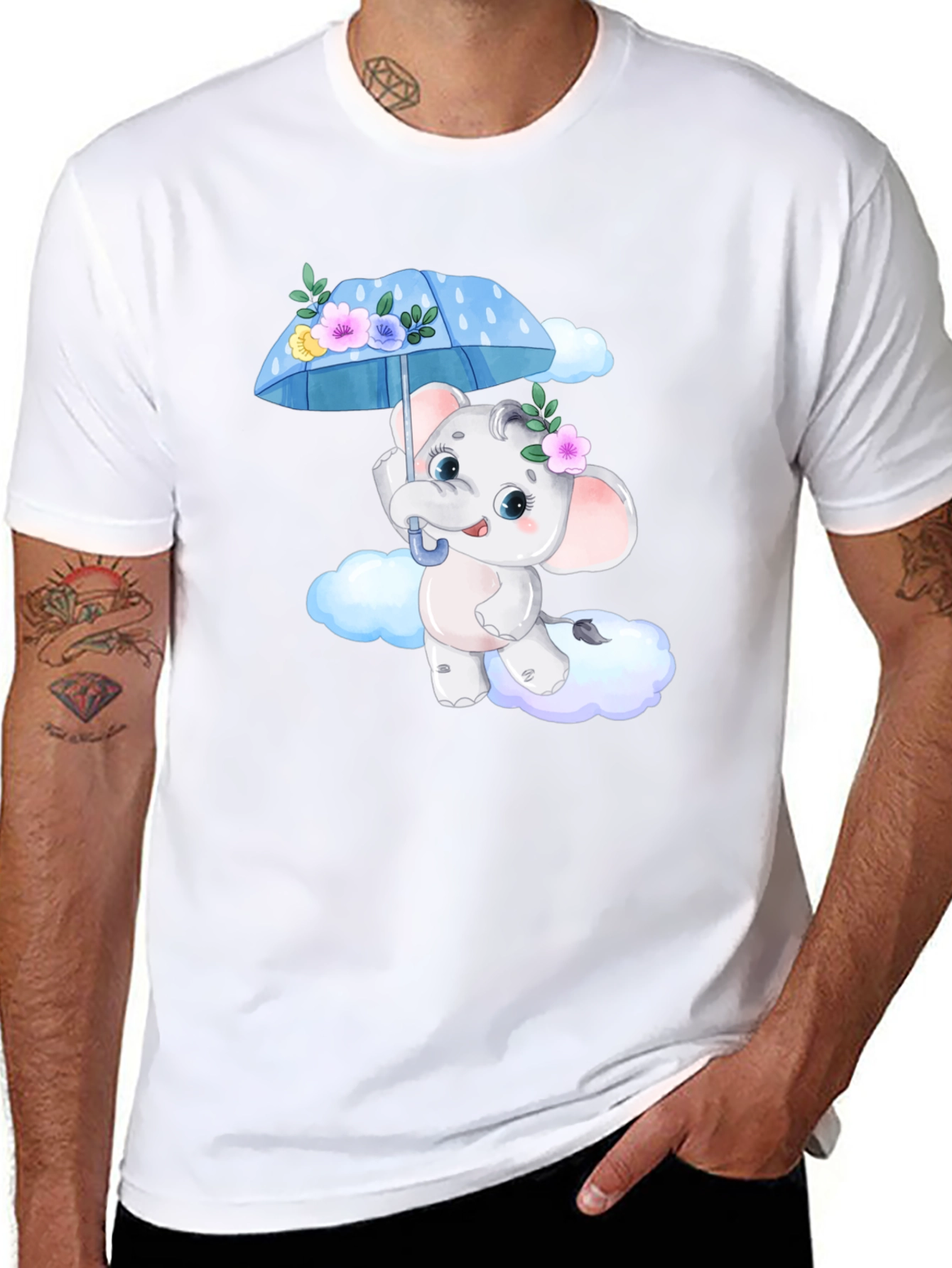 Cute Elephant T-Shirt - Black