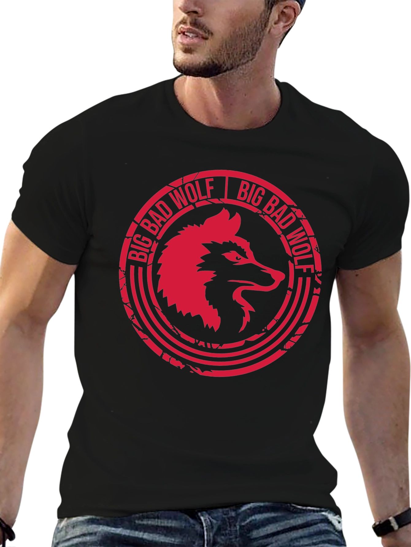 Big Bad Wolf Graphic Tee - Black Cotton T-Shirt
