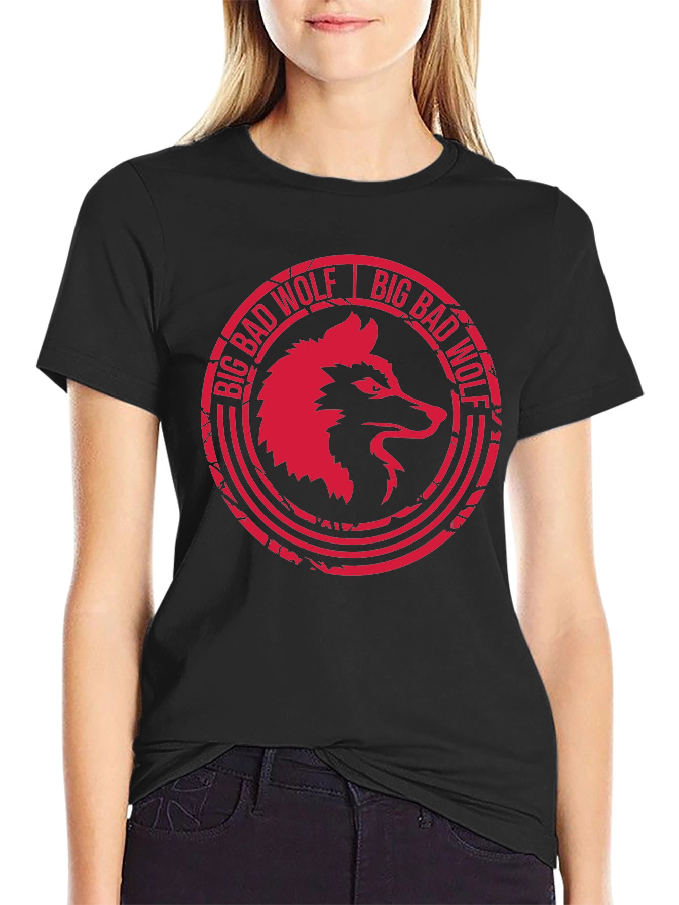 Big Bad Wolf Graphic Tee - Black Cotton T-Shirt