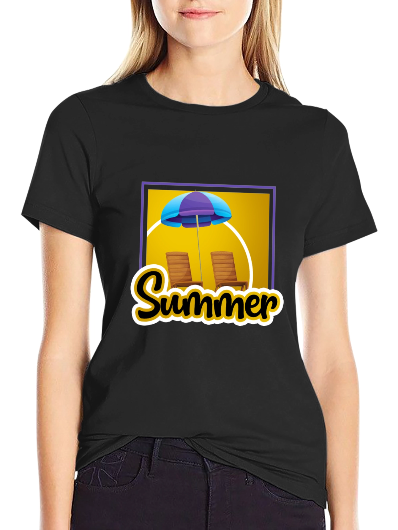 Summer Vibes Graphic Tee - Beach Umbrella Design