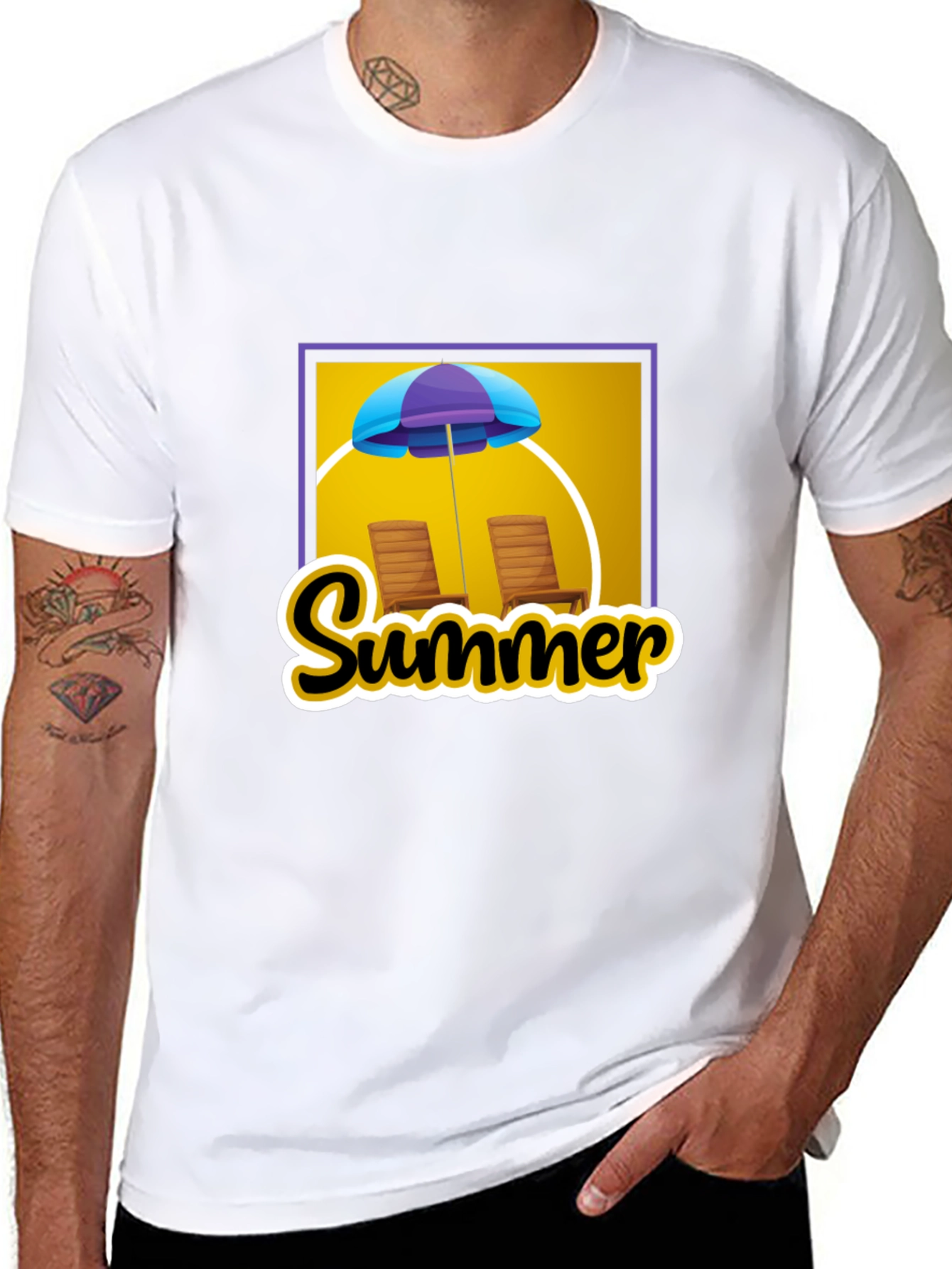 Summer Vibes Graphic Tee - Beach Umbrella Design