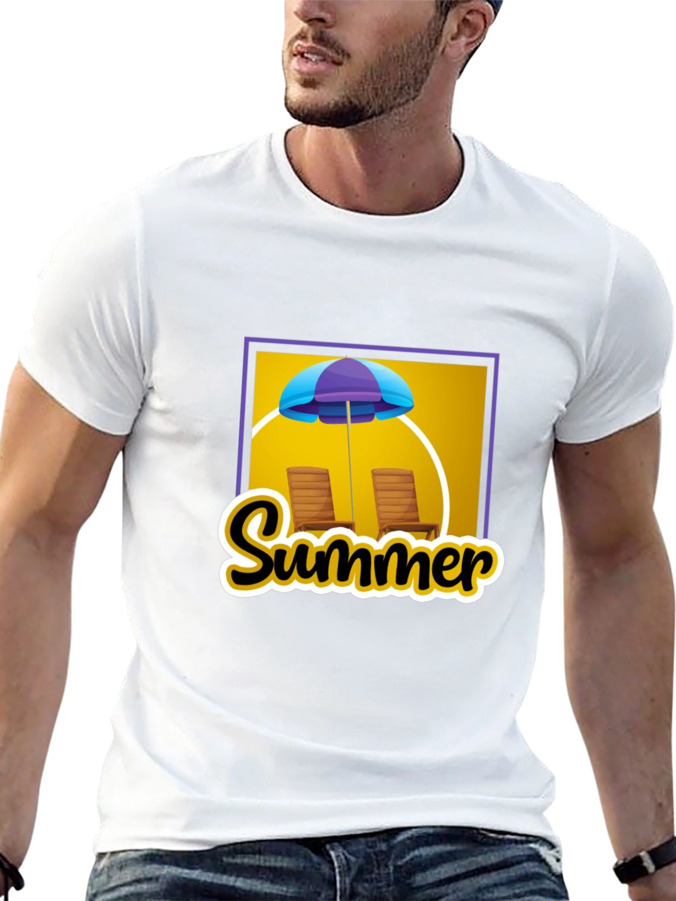 Summer Vibes Graphic Tee - Beach Umbrella Design