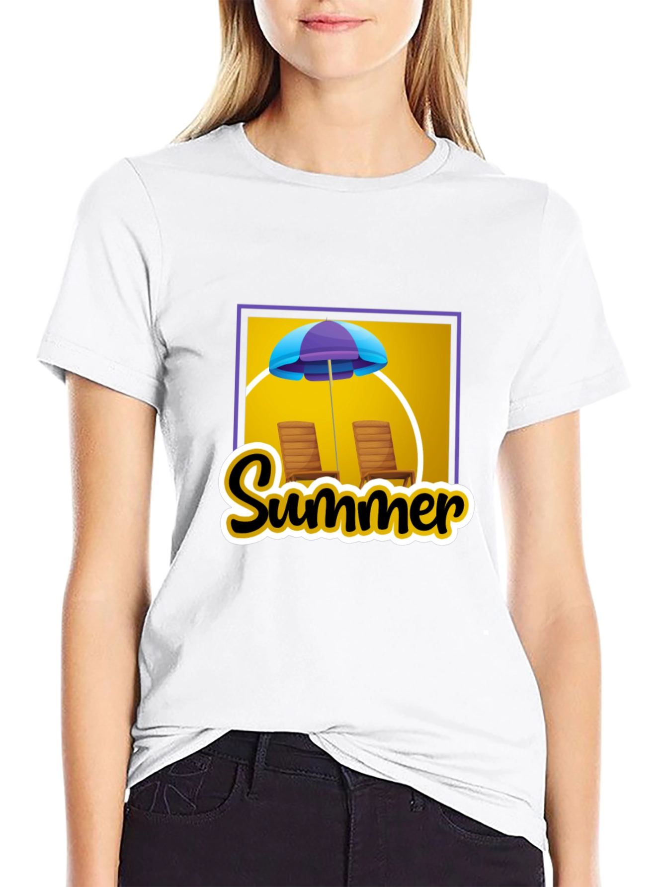 Summer Vibes Graphic Tee - Beach Umbrella Design