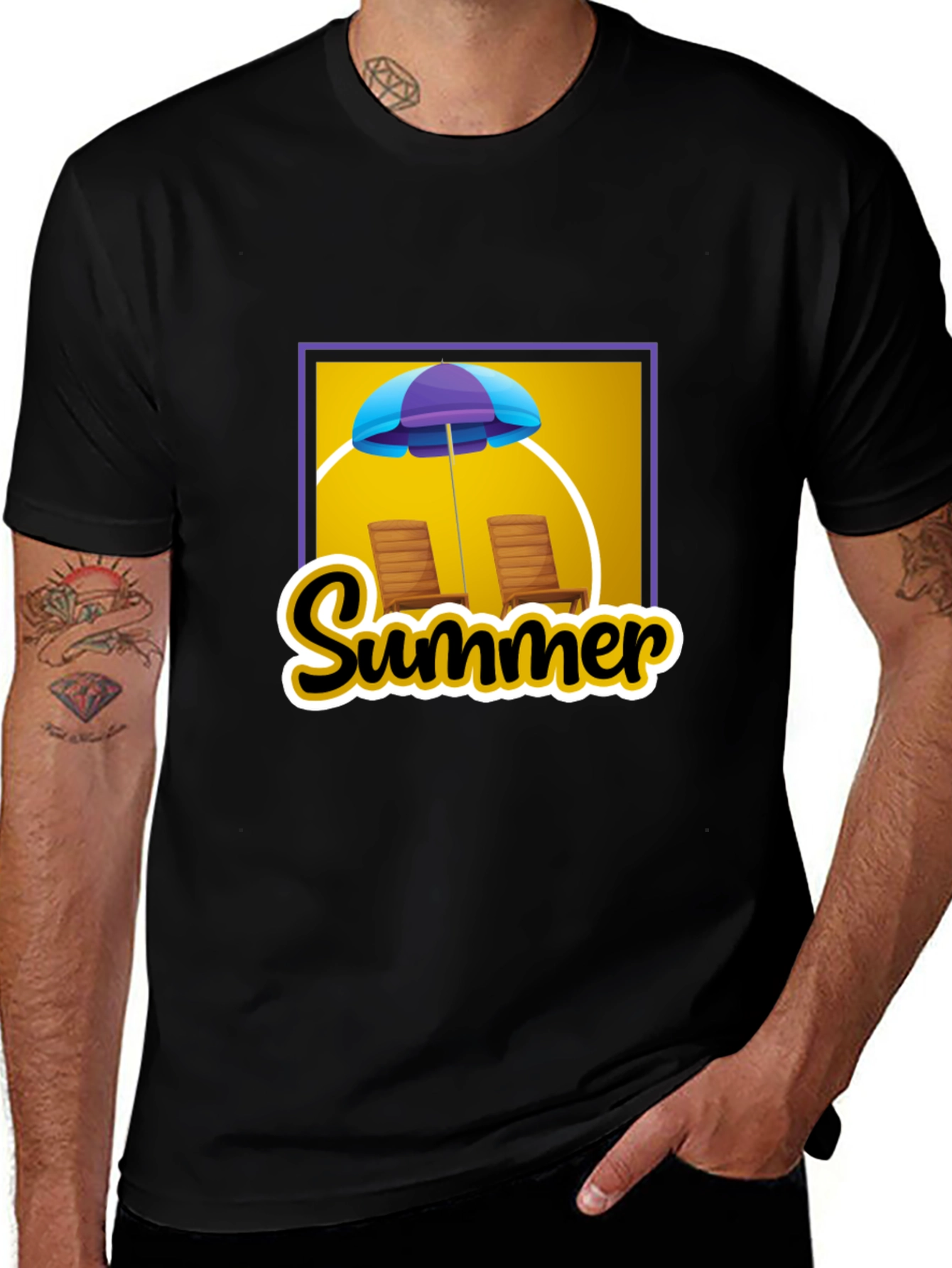 Summer Vibes Graphic Tee - Beach Umbrella Design