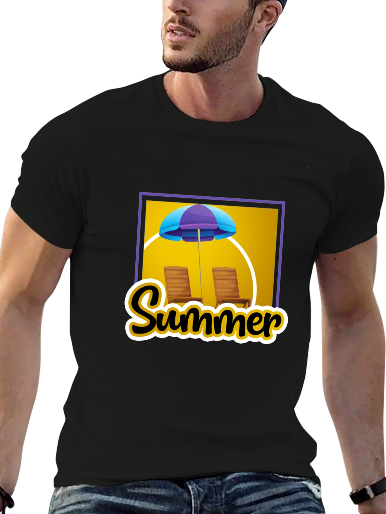 Summer Vibes Graphic Tee - Beach Umbrella Design