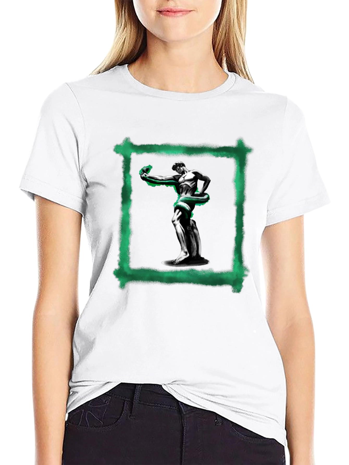 Statue & Serpent Graphic Black T-Shirt