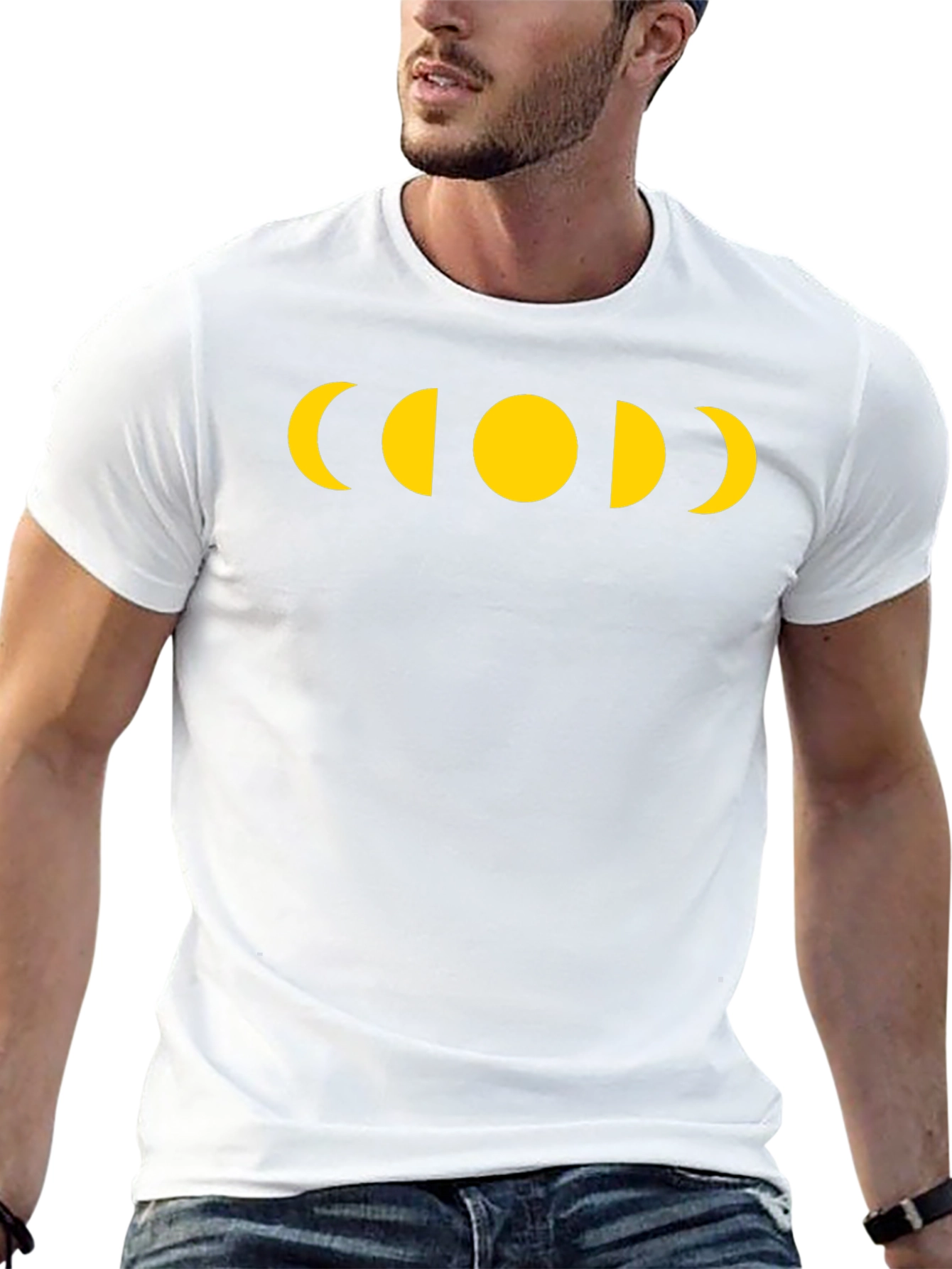 Moon Phase Graphic Tee - Black Casual T-Shirt