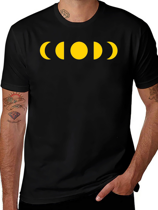 Moon Phase Graphic Tee - Black Casual T-Shirt