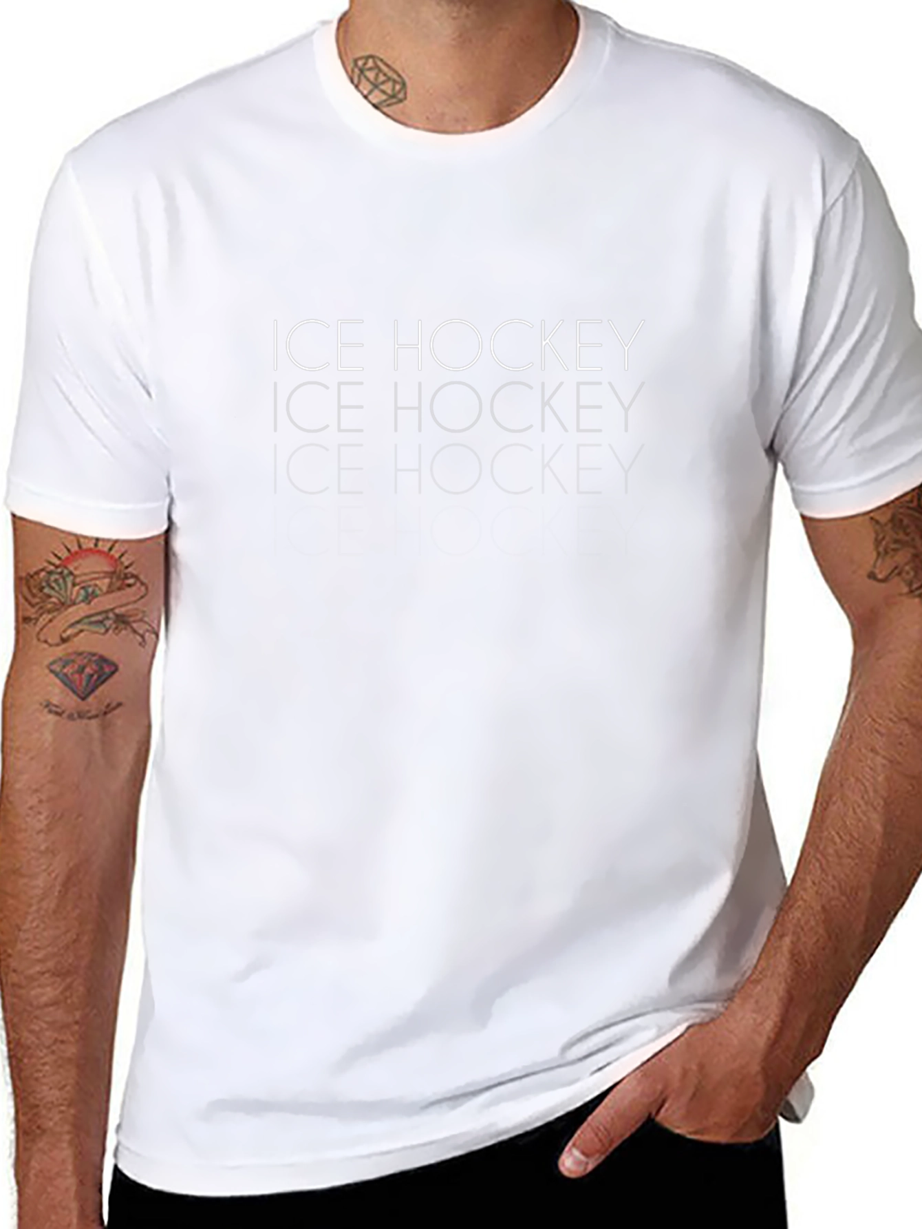 Ice Hockey Graphic Tee - Black Cotton T-Shirt