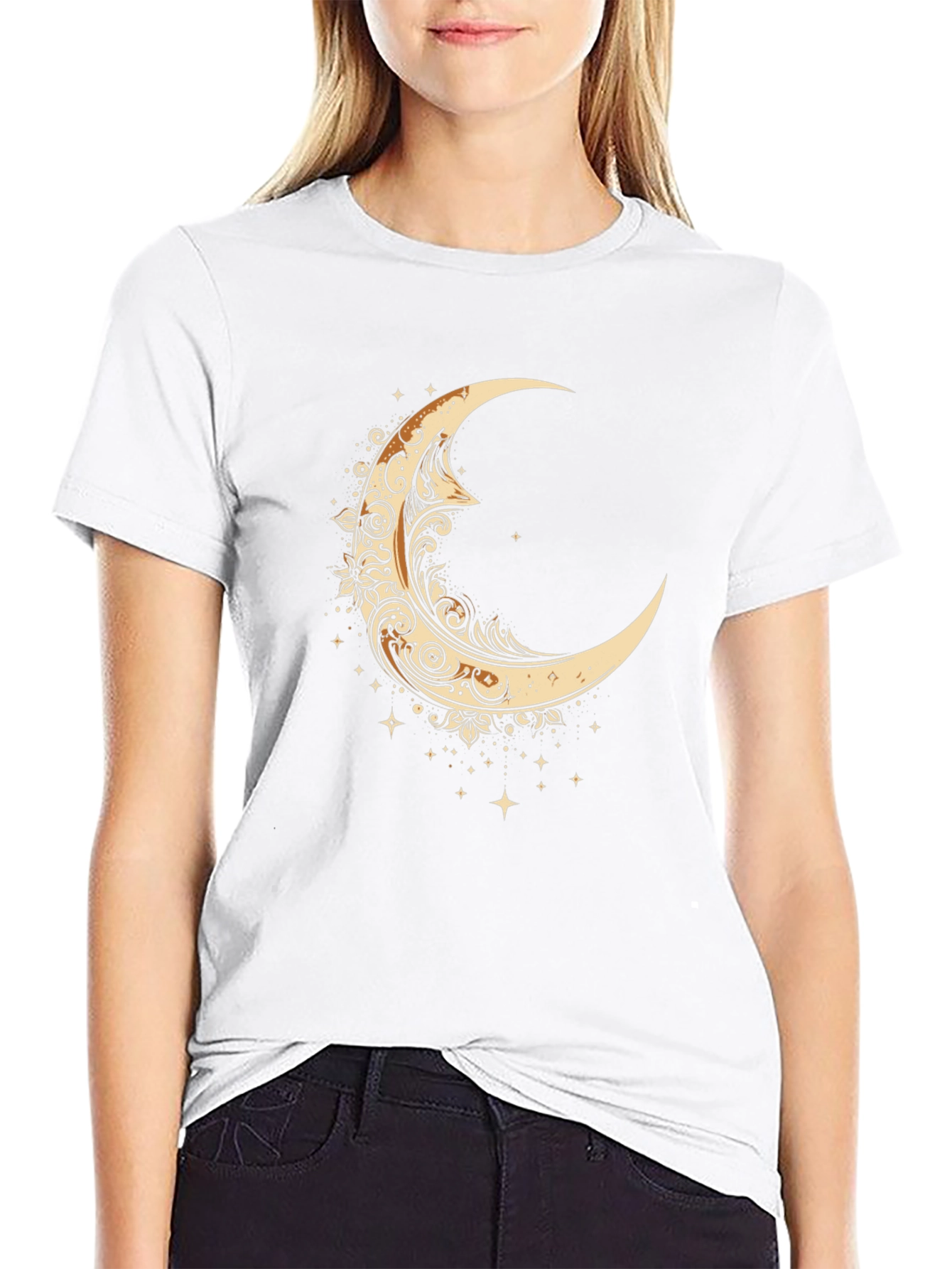 Mystical Moon Graphic Tee - Black Cotton Comfort