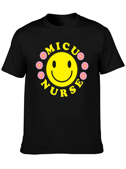 MICU Nurse Smiley Face Graphic T-Shirt