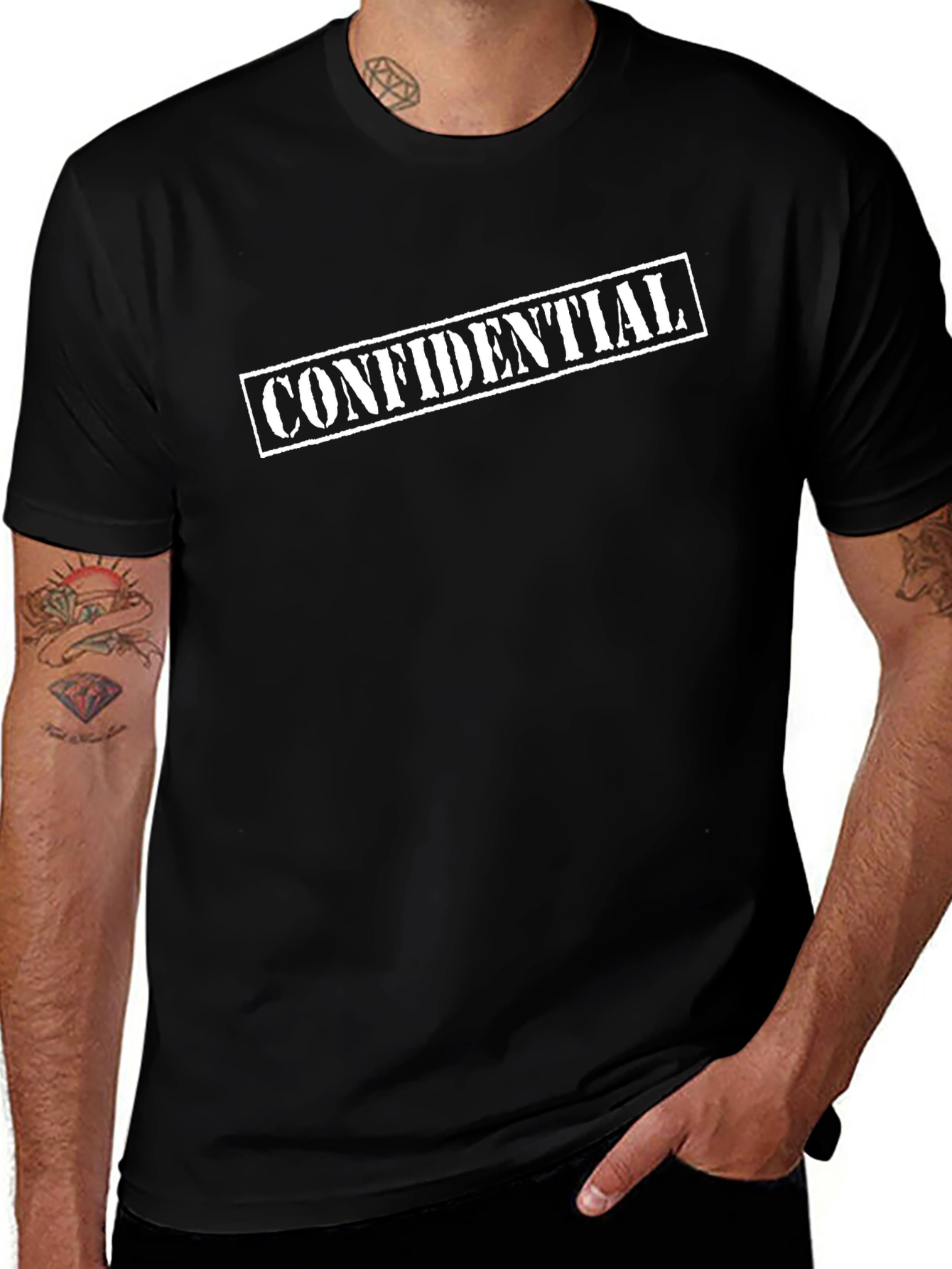 Confidential Graphic Tee - Black Cotton T-Shirt