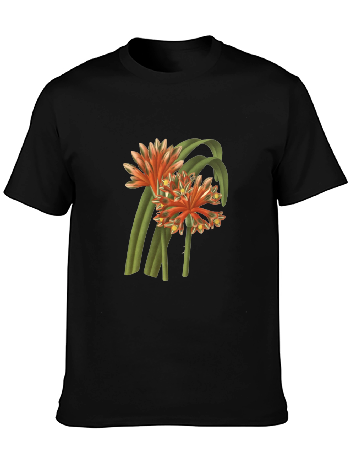 Botanical Flower Graphic Tee - Black