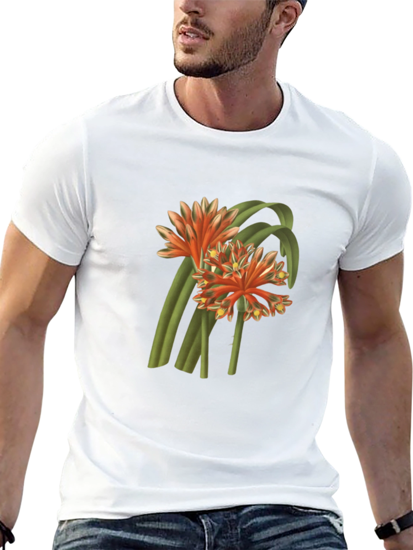 Botanical Flower Graphic Tee - Black