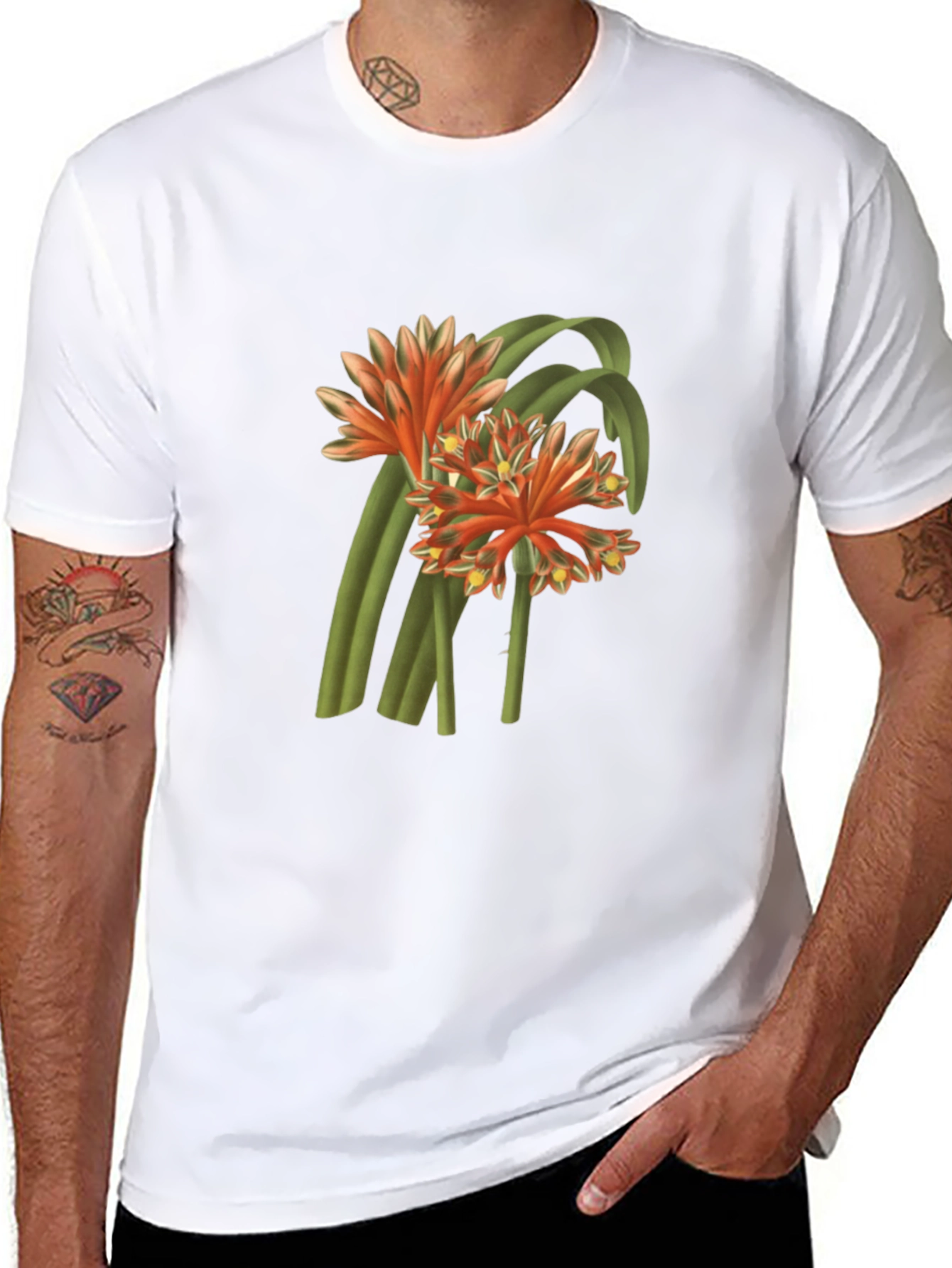 Botanical Flower Graphic Tee - Black