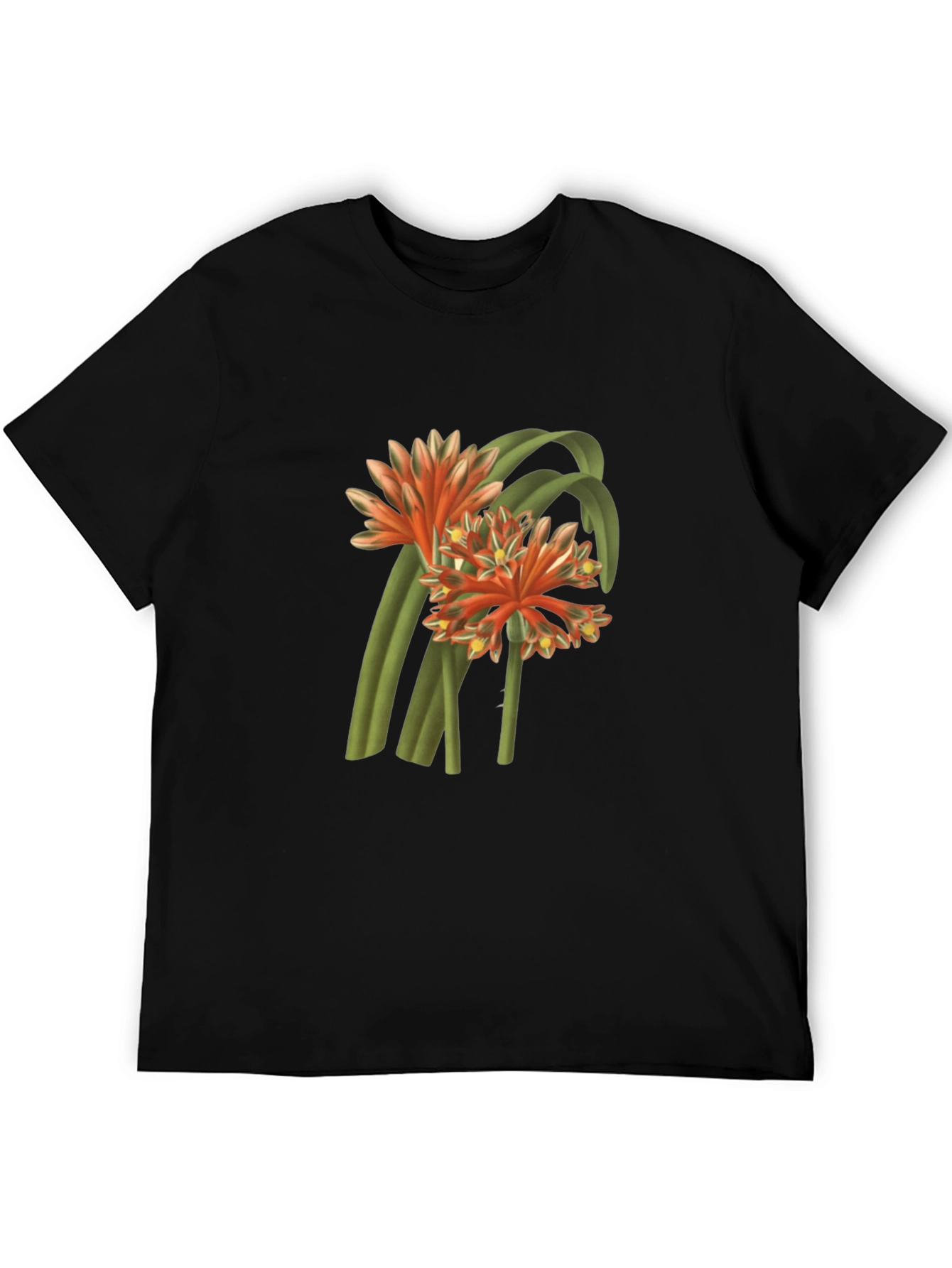 Botanical Flower Graphic Tee - Black