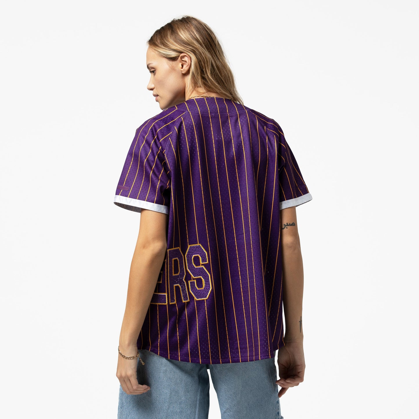 Women's Los Angeles Lakers  Mitchell & Ness x DANNIJO Purple Fashion Baseball Jersey