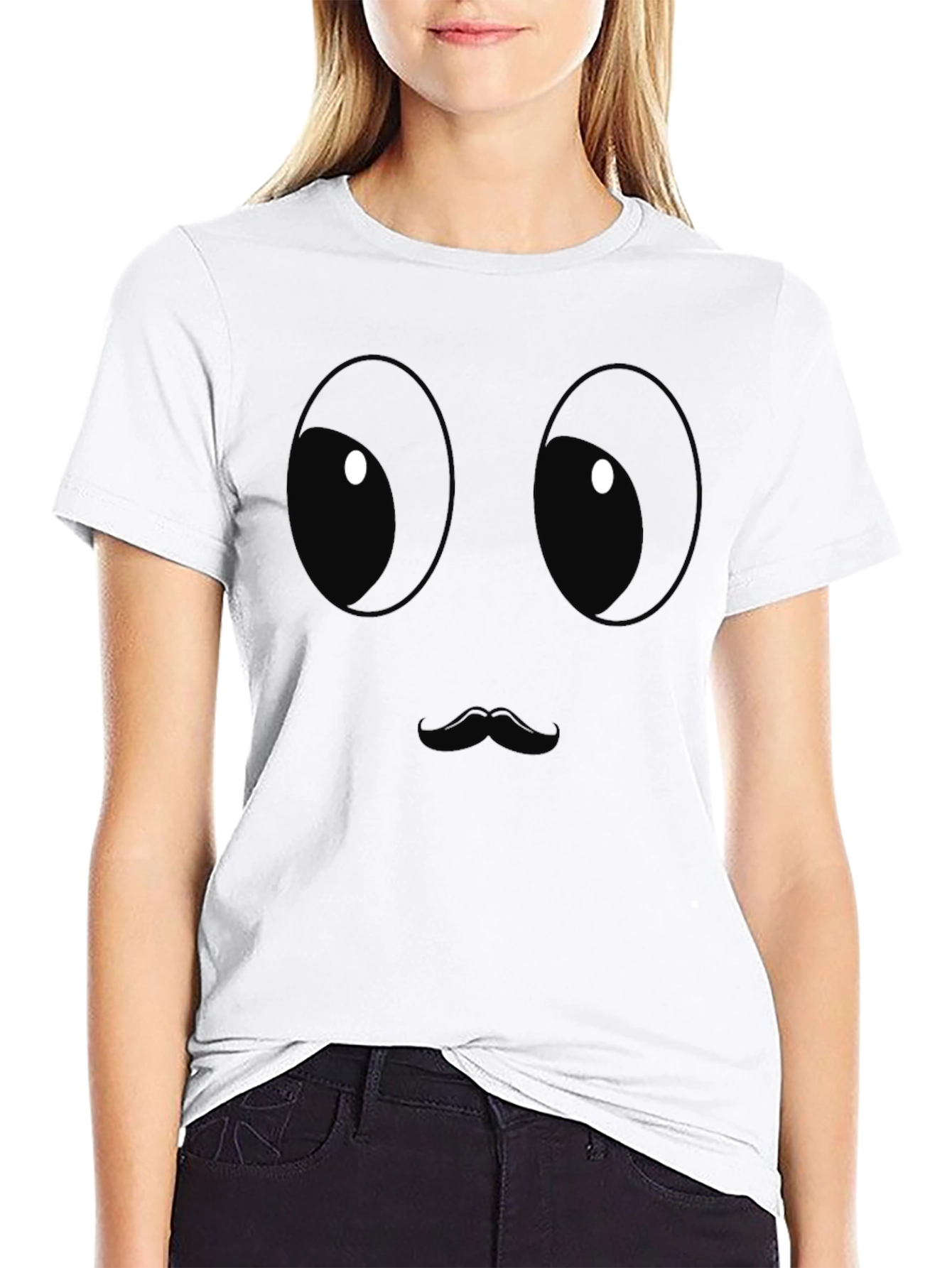 Funny Face Graphic Print T-Shirt - Black