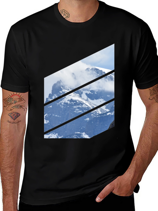 Mountainscape Graphic Tee - Black Crew Neck