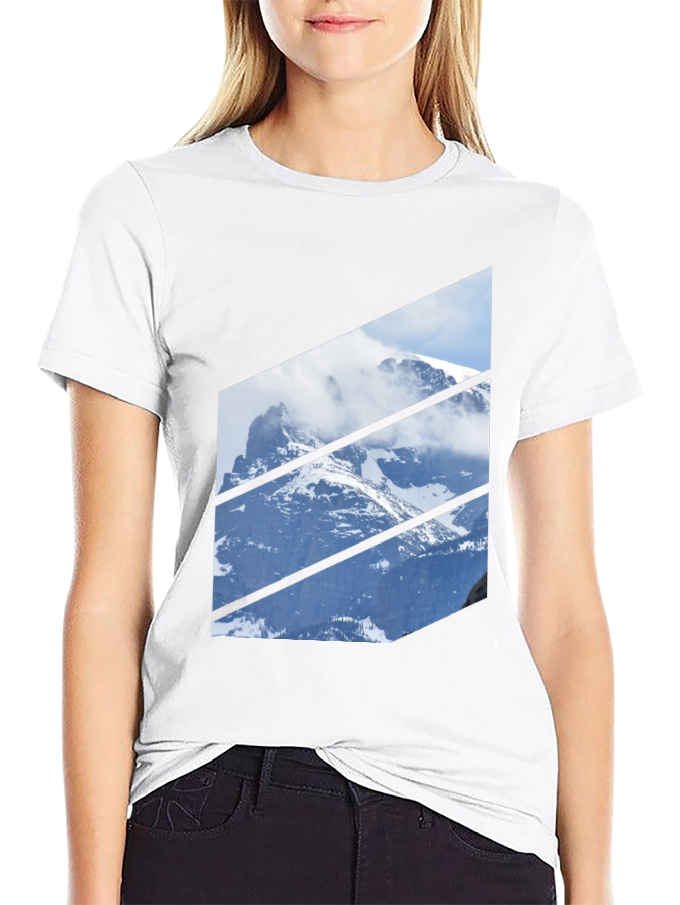 Mountainscape Graphic Tee - Black Crew Neck