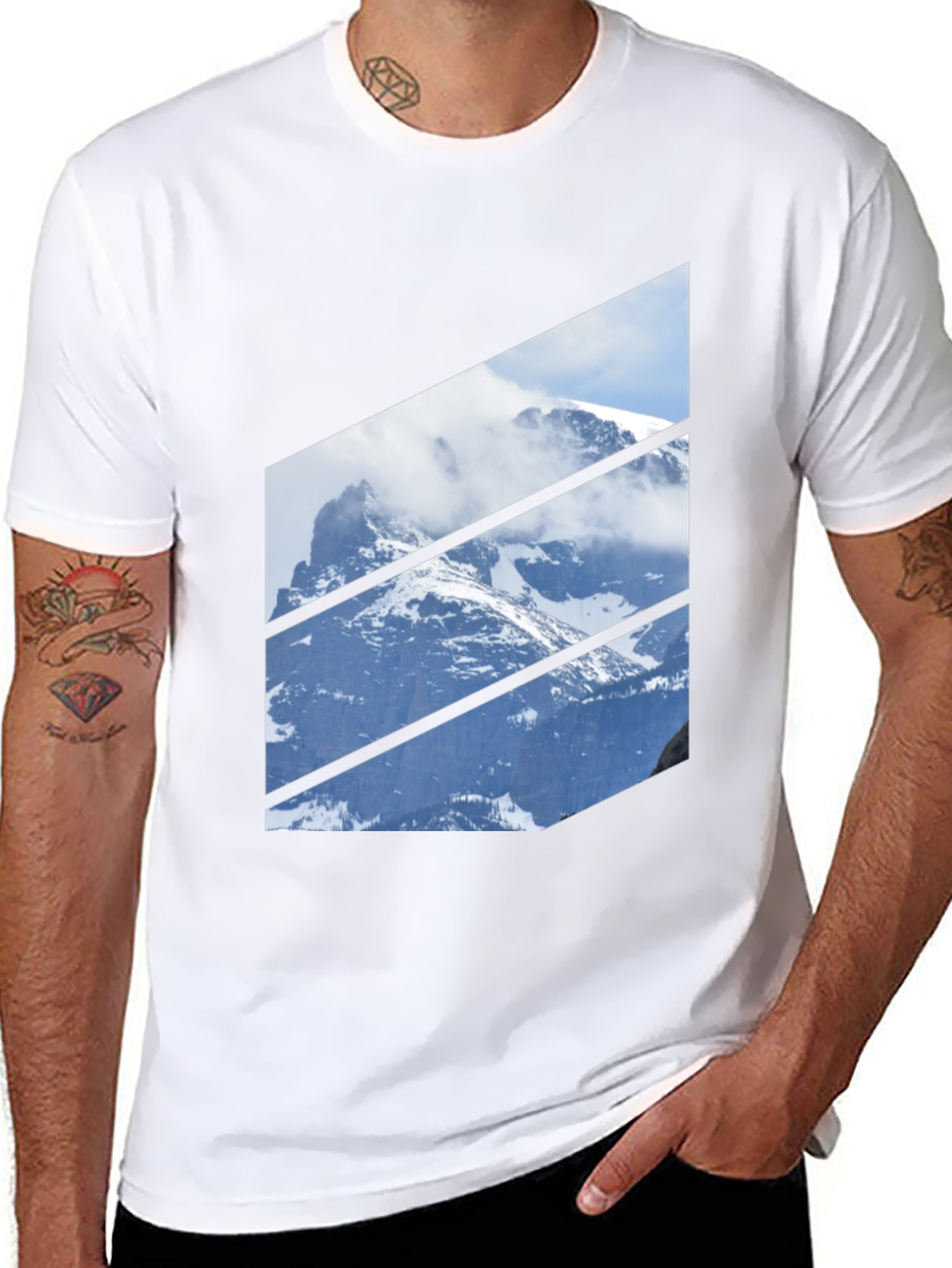 Mountainscape Graphic Tee - Black Crew Neck