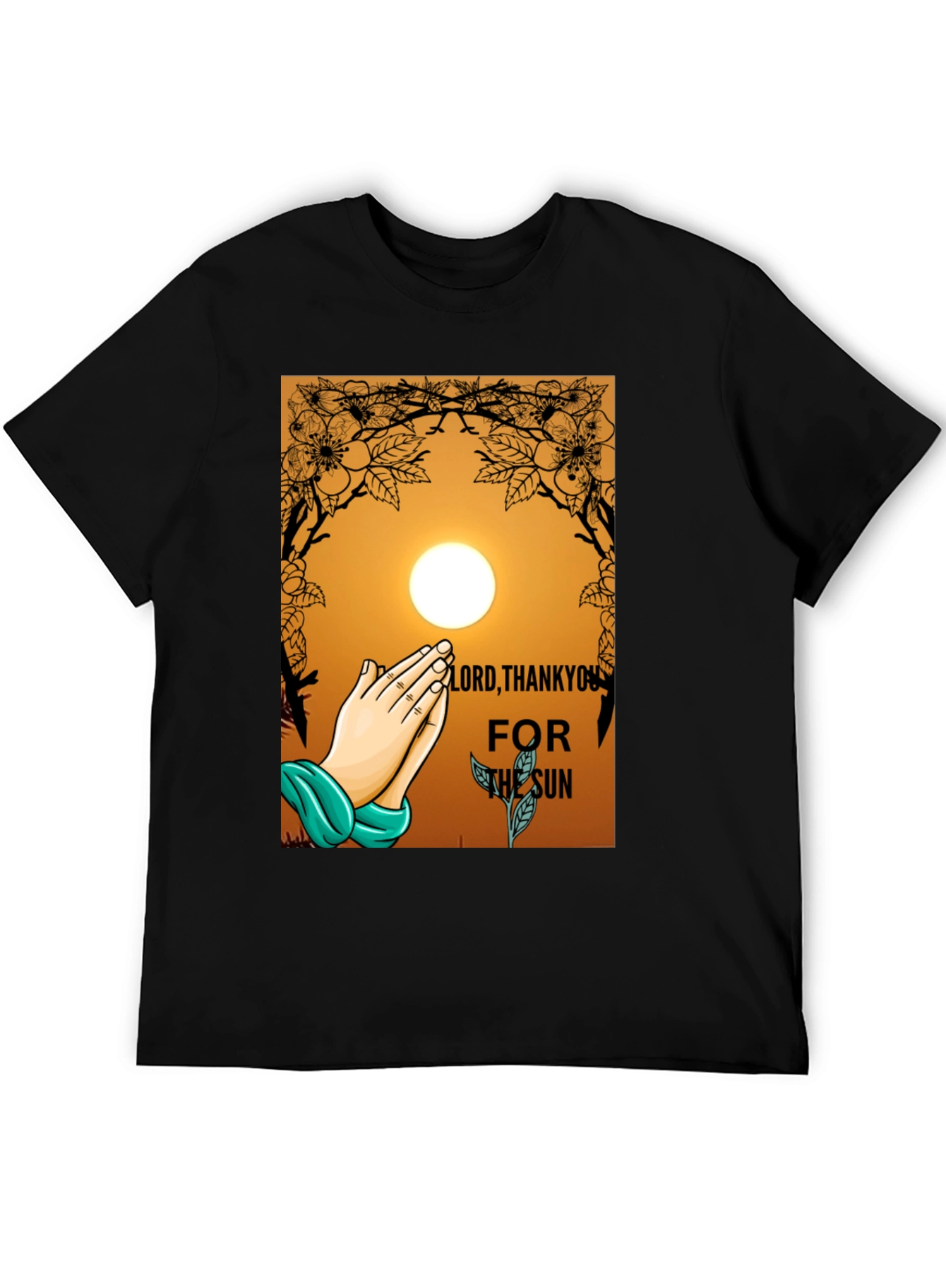 Thank You Sun Graphic Tee - Black Cotton Blend