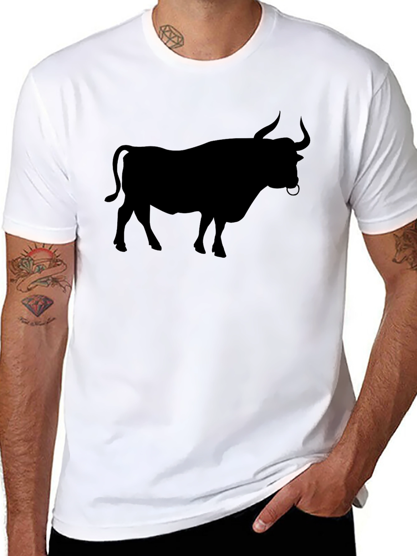 Bull Silhouette Black Graphic Tee