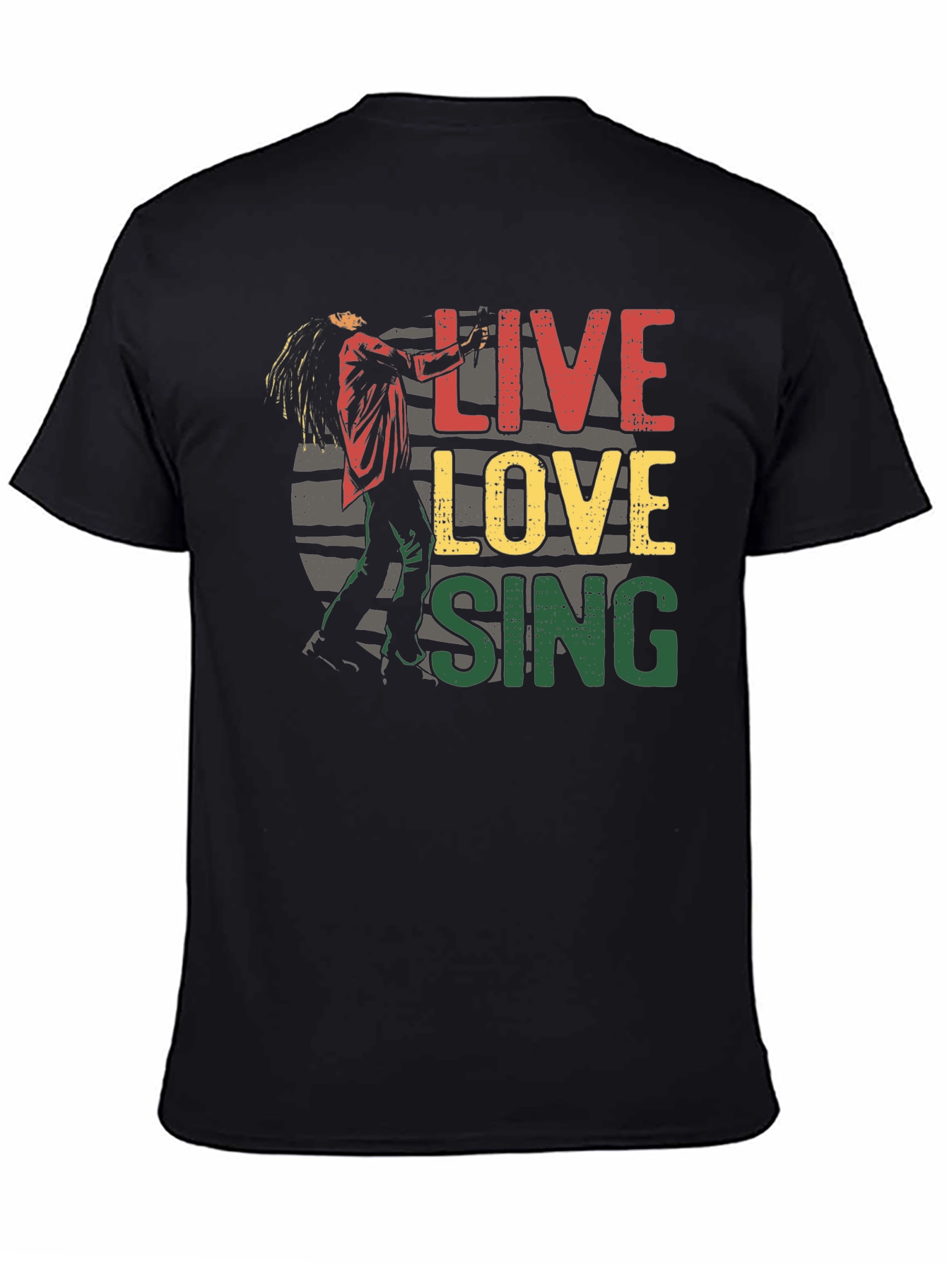 Live Love Sing Graphic Tee - Black Cotton T-Shirt