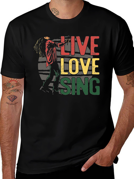 Live Love Sing Graphic Tee - Black Cotton T-Shirt