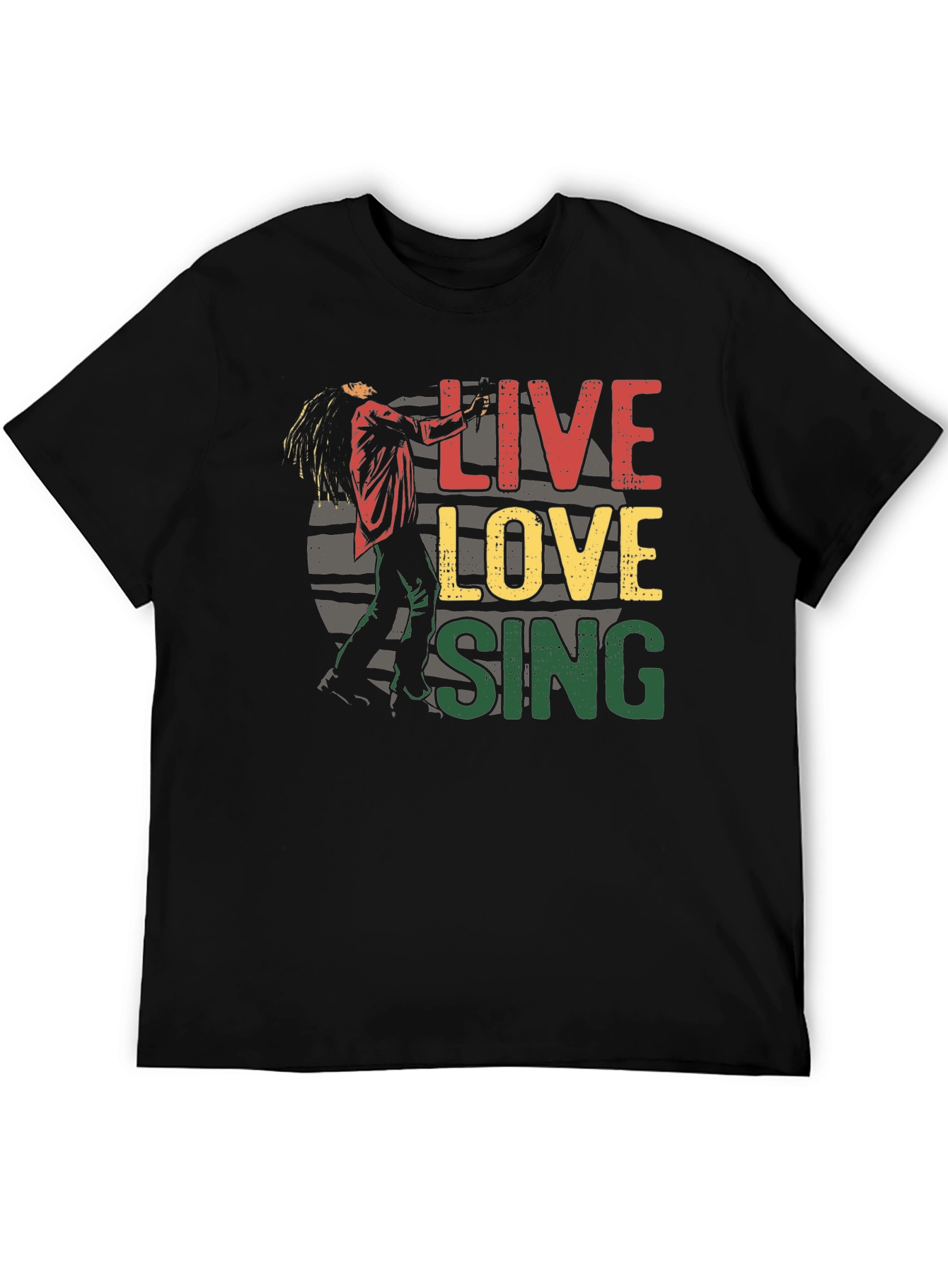 Live Love Sing Graphic Tee - Black Cotton T-Shirt