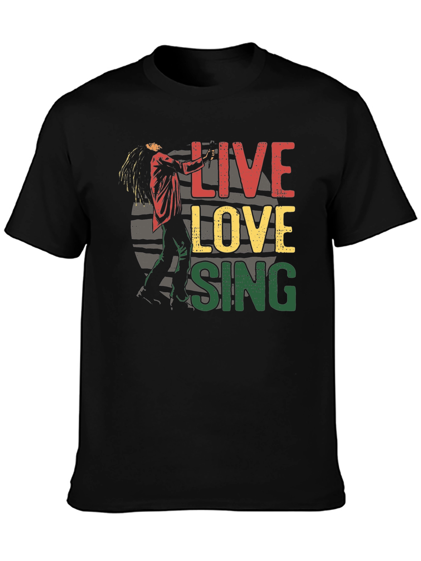 Live Love Sing Graphic Tee - Black Cotton T-Shirt