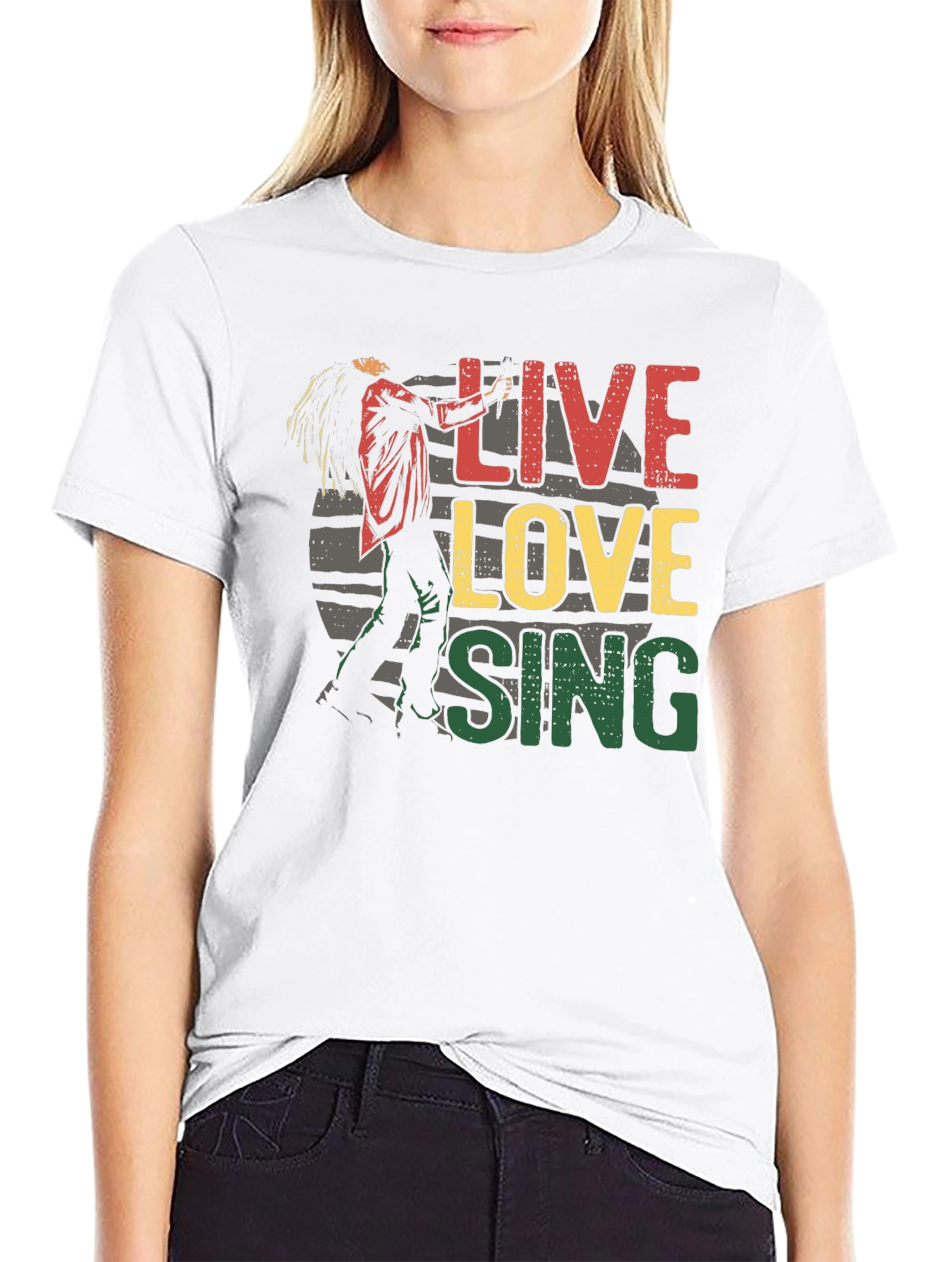 Live Love Sing Graphic Tee - Black Cotton T-Shirt