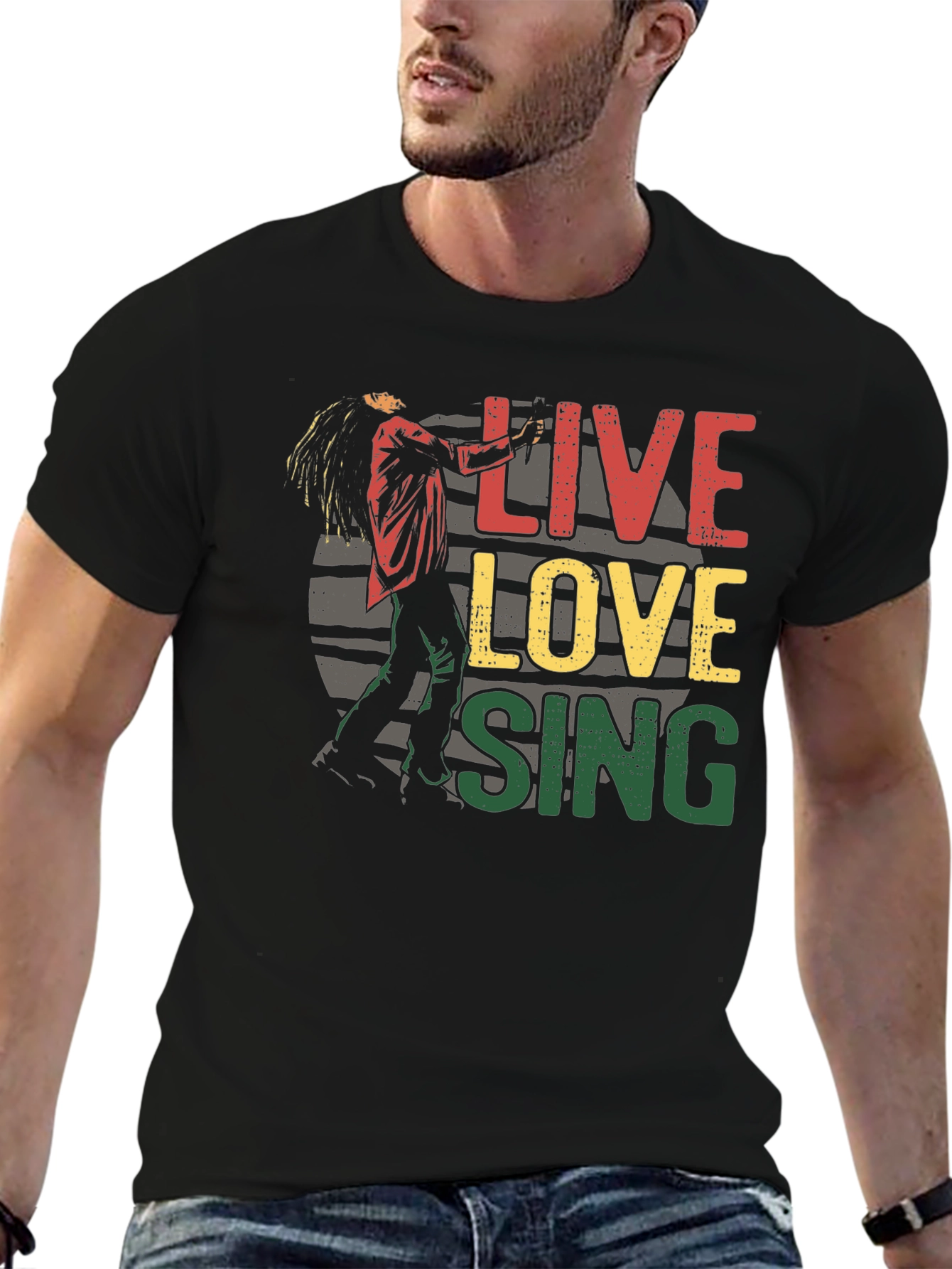 Live Love Sing Graphic Tee - Black Cotton T-Shirt