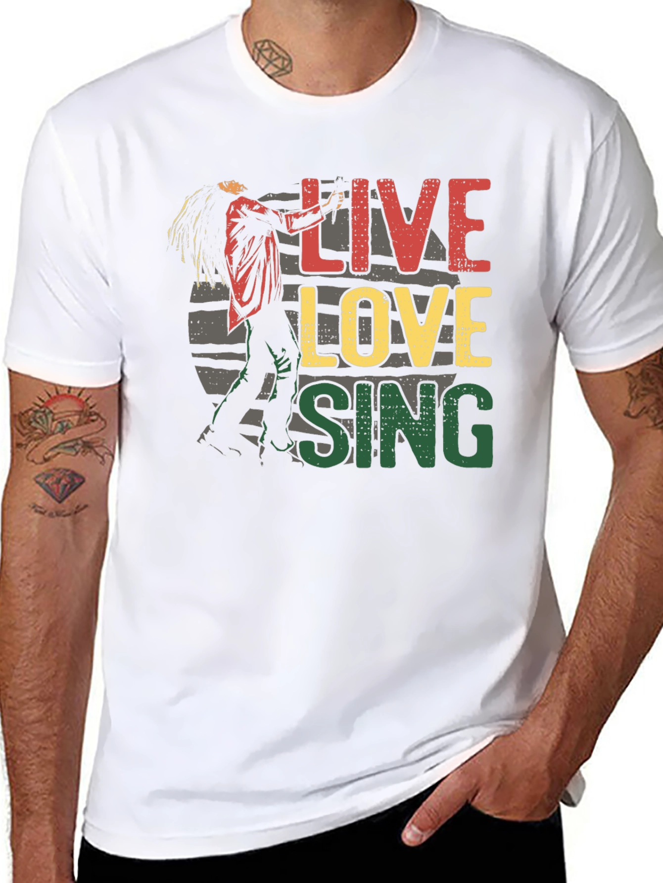 Live Love Sing Graphic Tee - Black Cotton T-Shirt