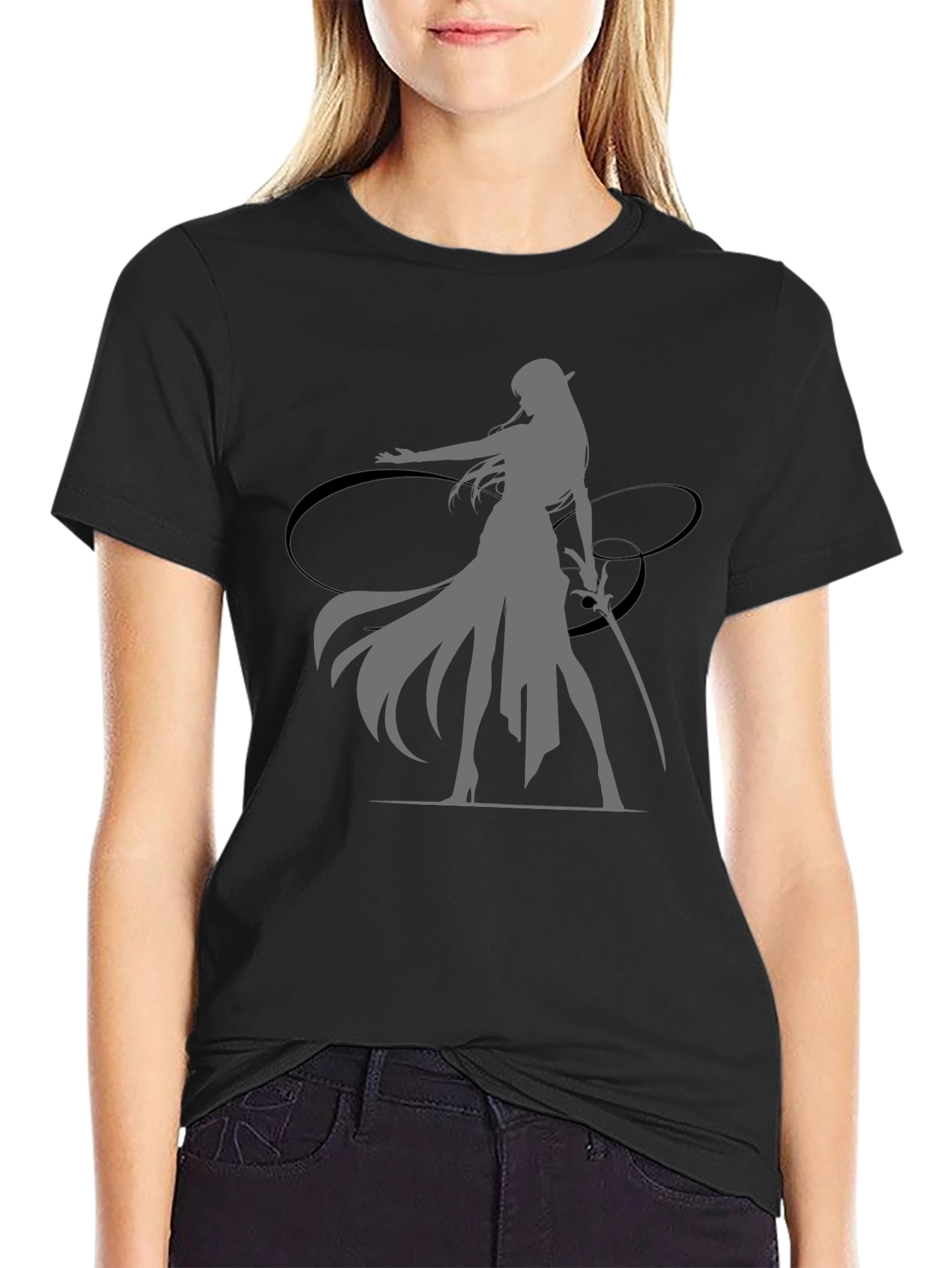 Fantasy Warrior Graphic Black T-Shirt