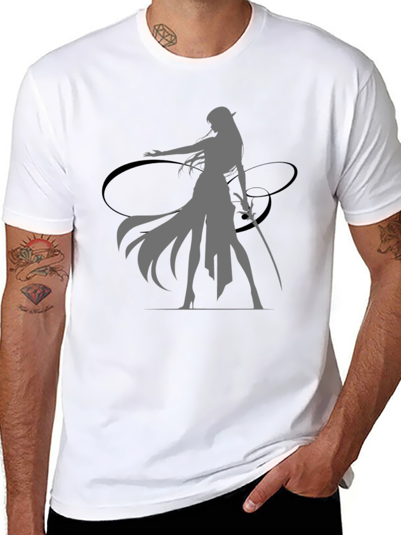 Fantasy Warrior Graphic Black T-Shirt