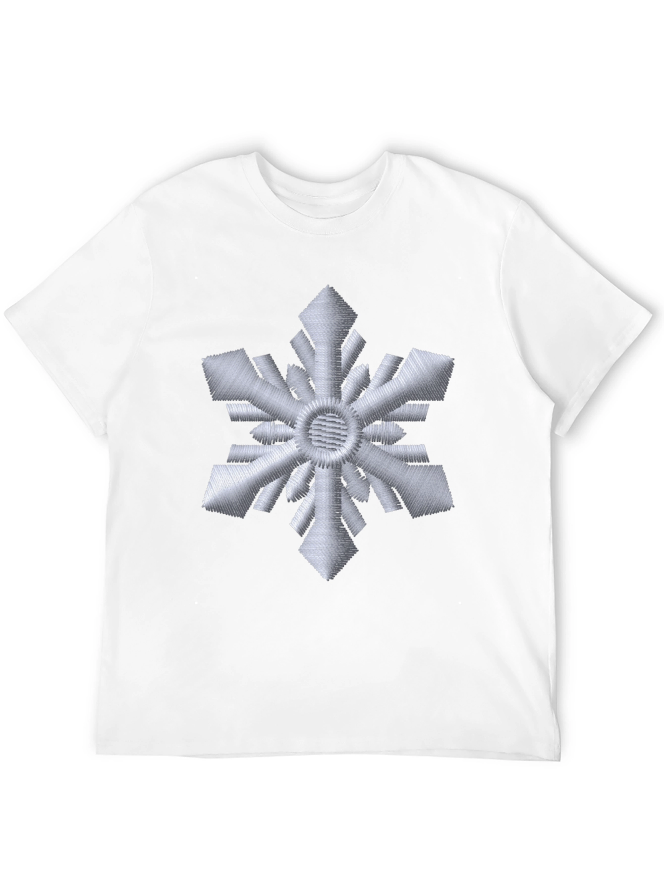 Embroidered Snowflake Black T-Shirt