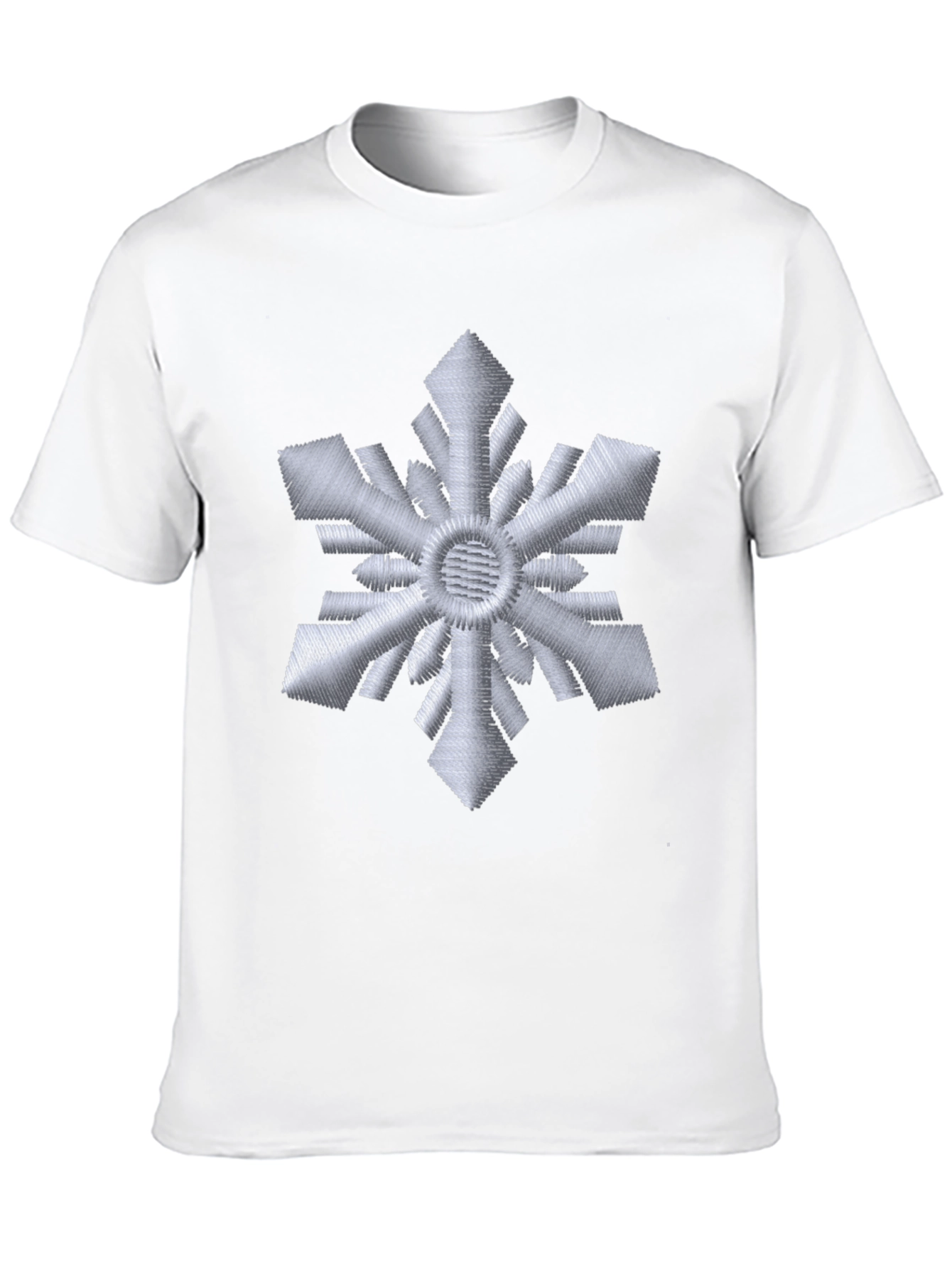 Embroidered Snowflake Black T-Shirt