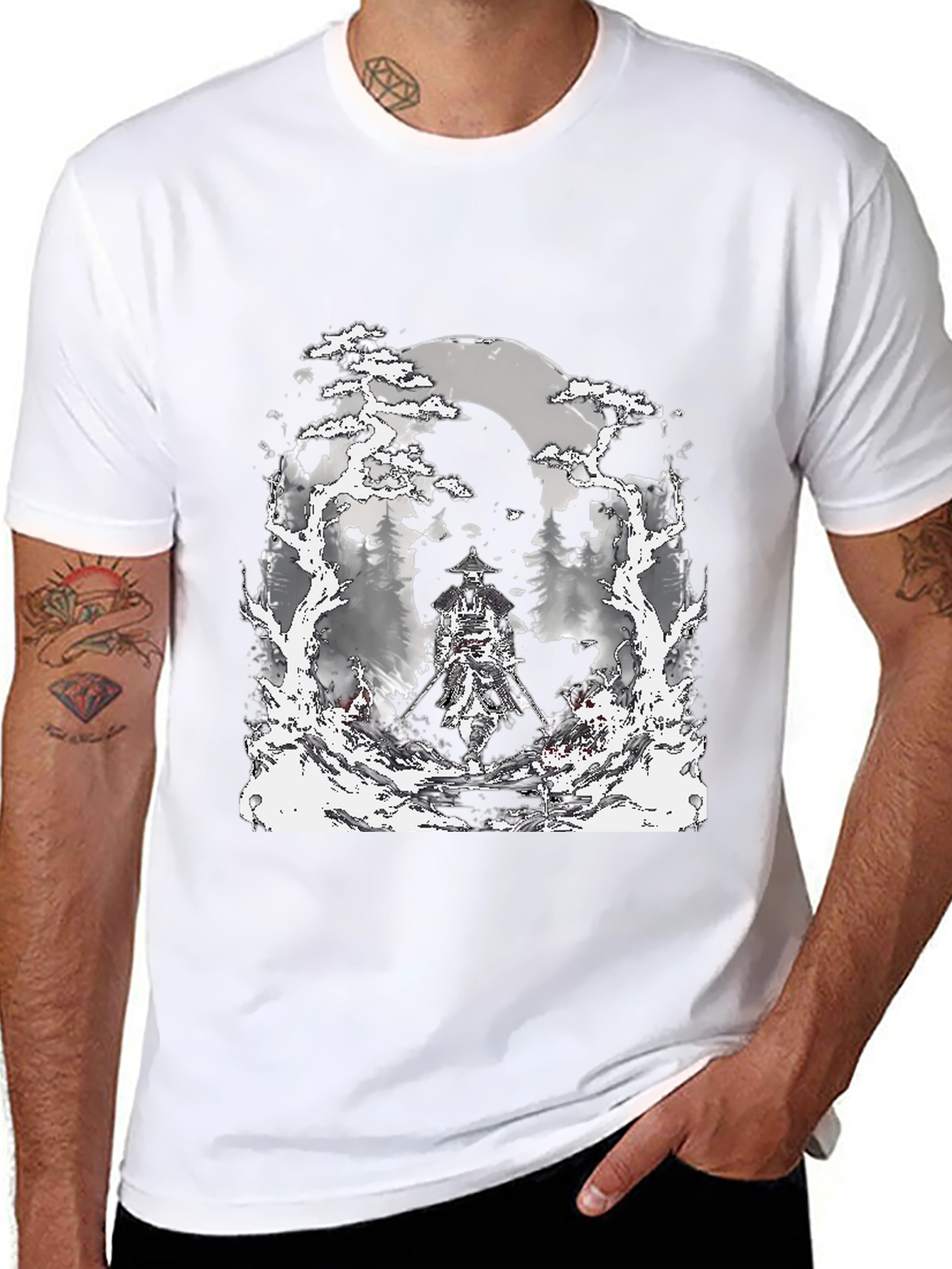 Samurai Moon T-Shirt - Black Graphic Tee