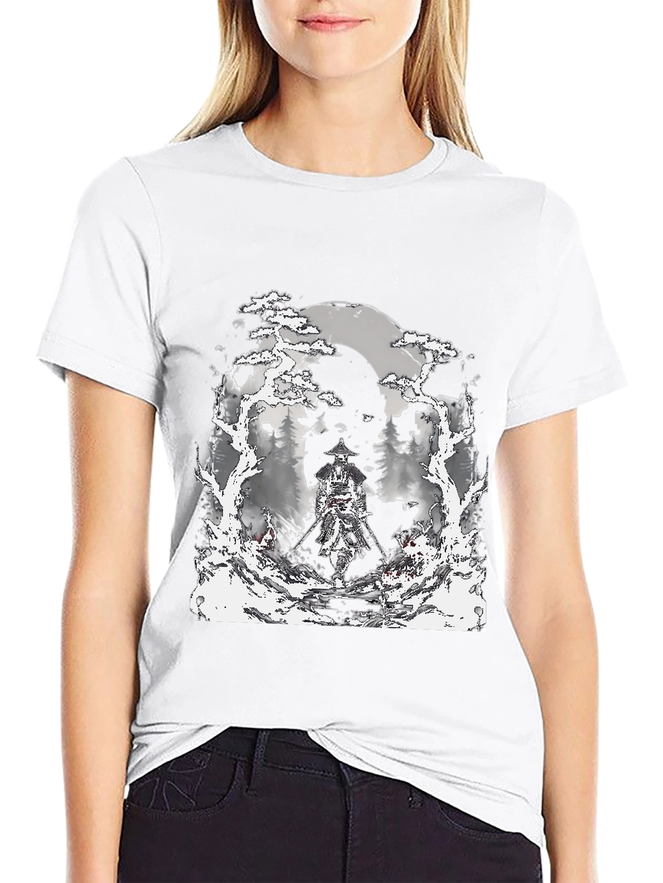 Samurai Moon T-Shirt - Black Graphic Tee