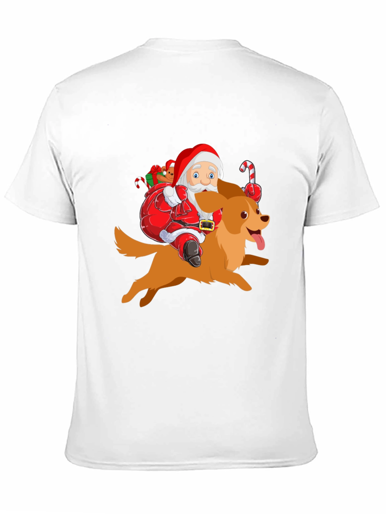 Festive Santa Riding Dog Graphic Tee