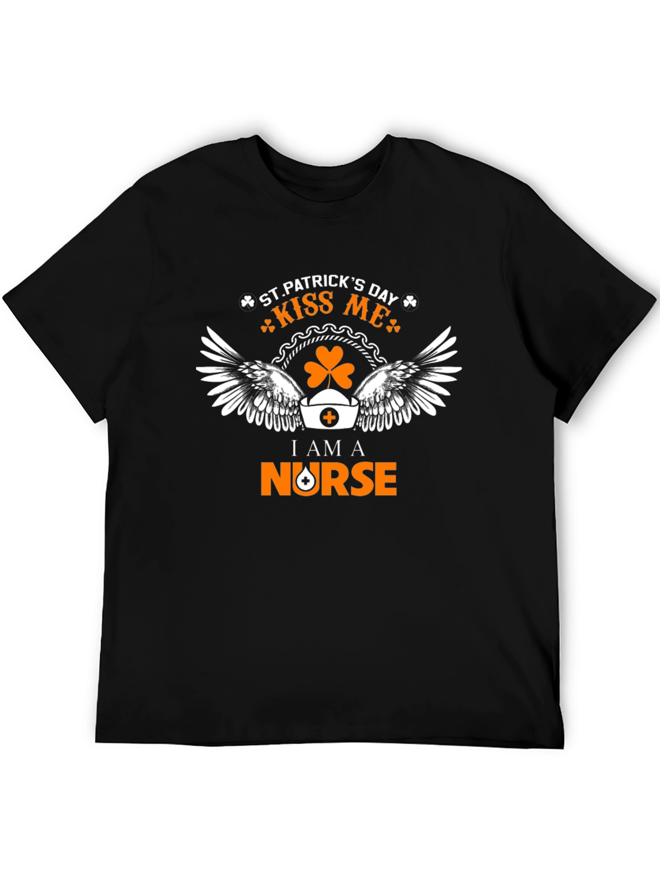 St. Patricks Day Nurse Kiss Me Black T-Shirt