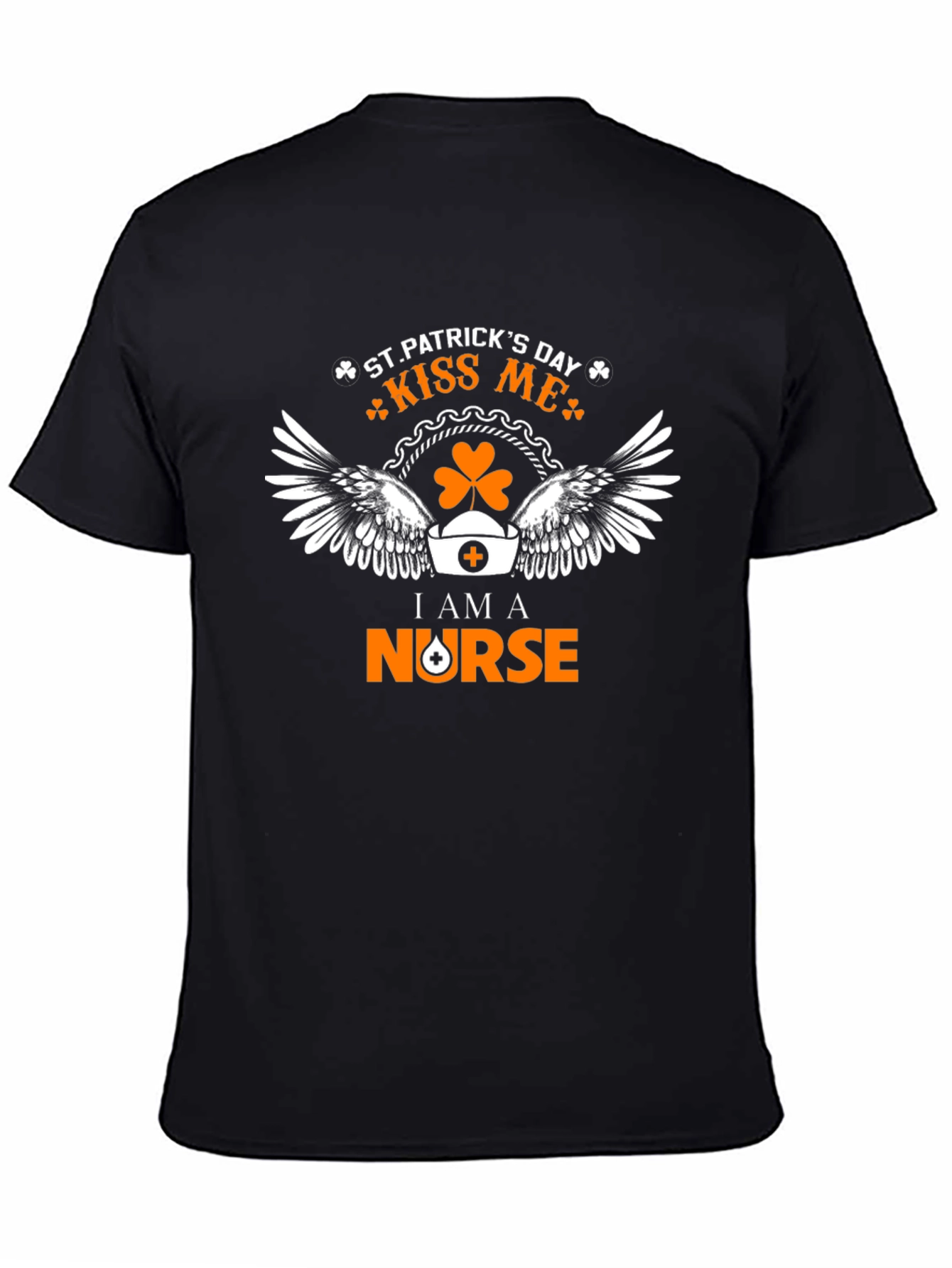 St. Patricks Day Nurse Kiss Me Black T-Shirt