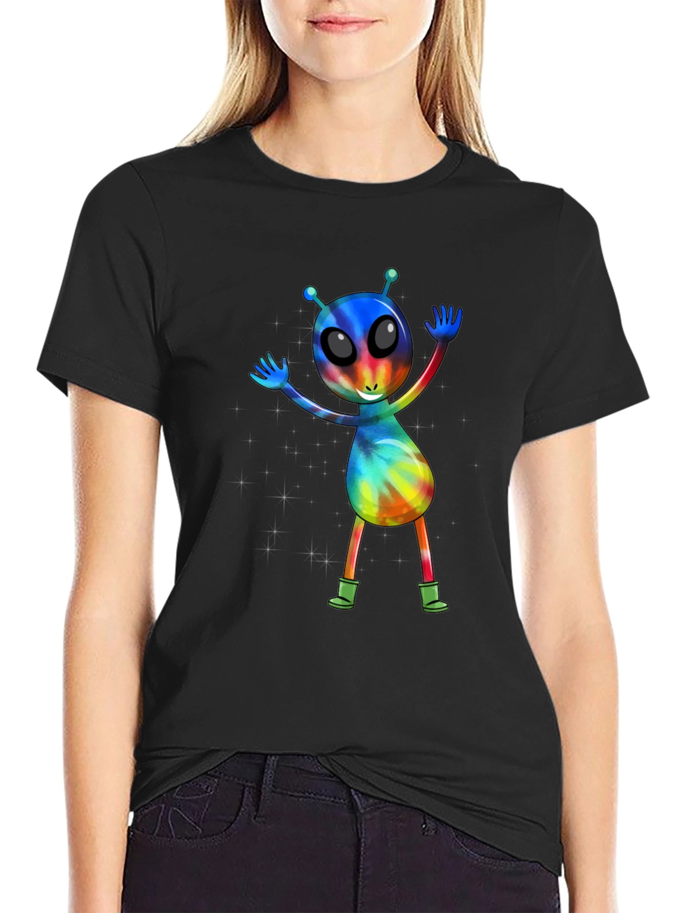 Tie-Dye Alien Graphic T-Shirt