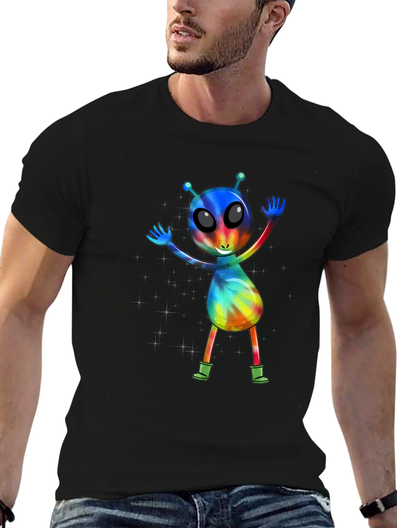 Tie-Dye Alien Graphic T-Shirt