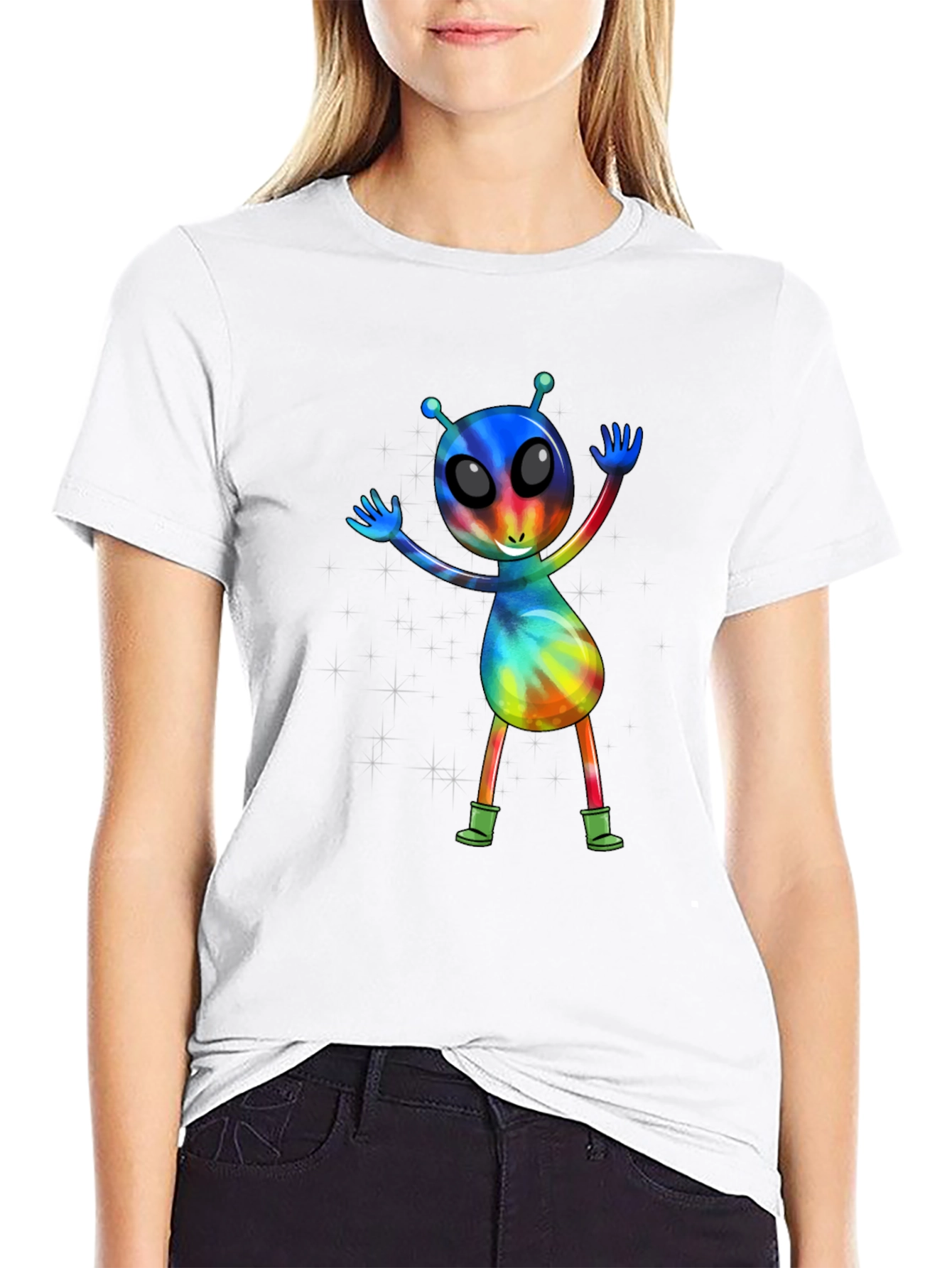Tie-Dye Alien Graphic T-Shirt